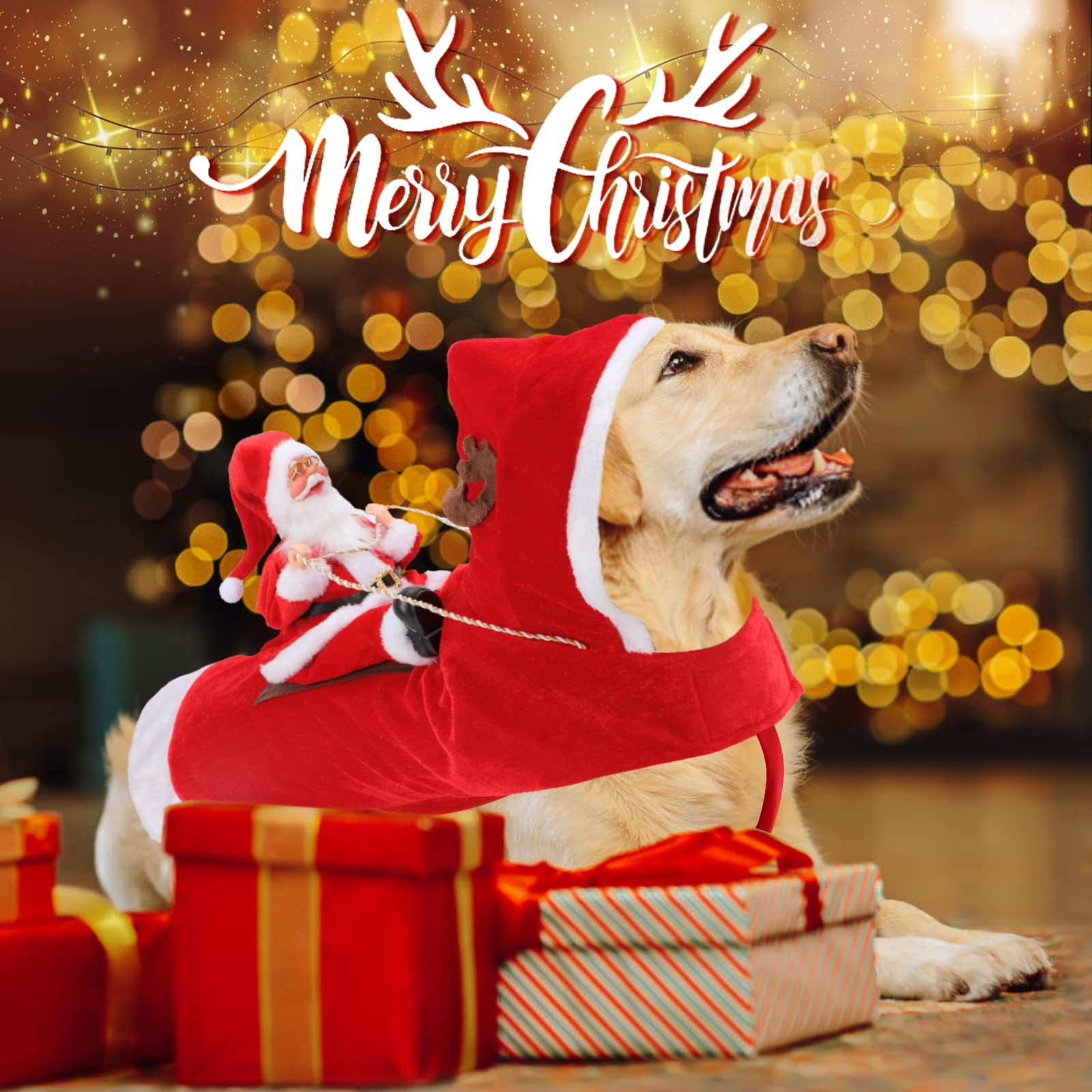 Bwogue Santa Dog Costume Christmas Costume For Dogs, Adjustable Size, Breathable Material, Great Gift For Small Medium Large Dog