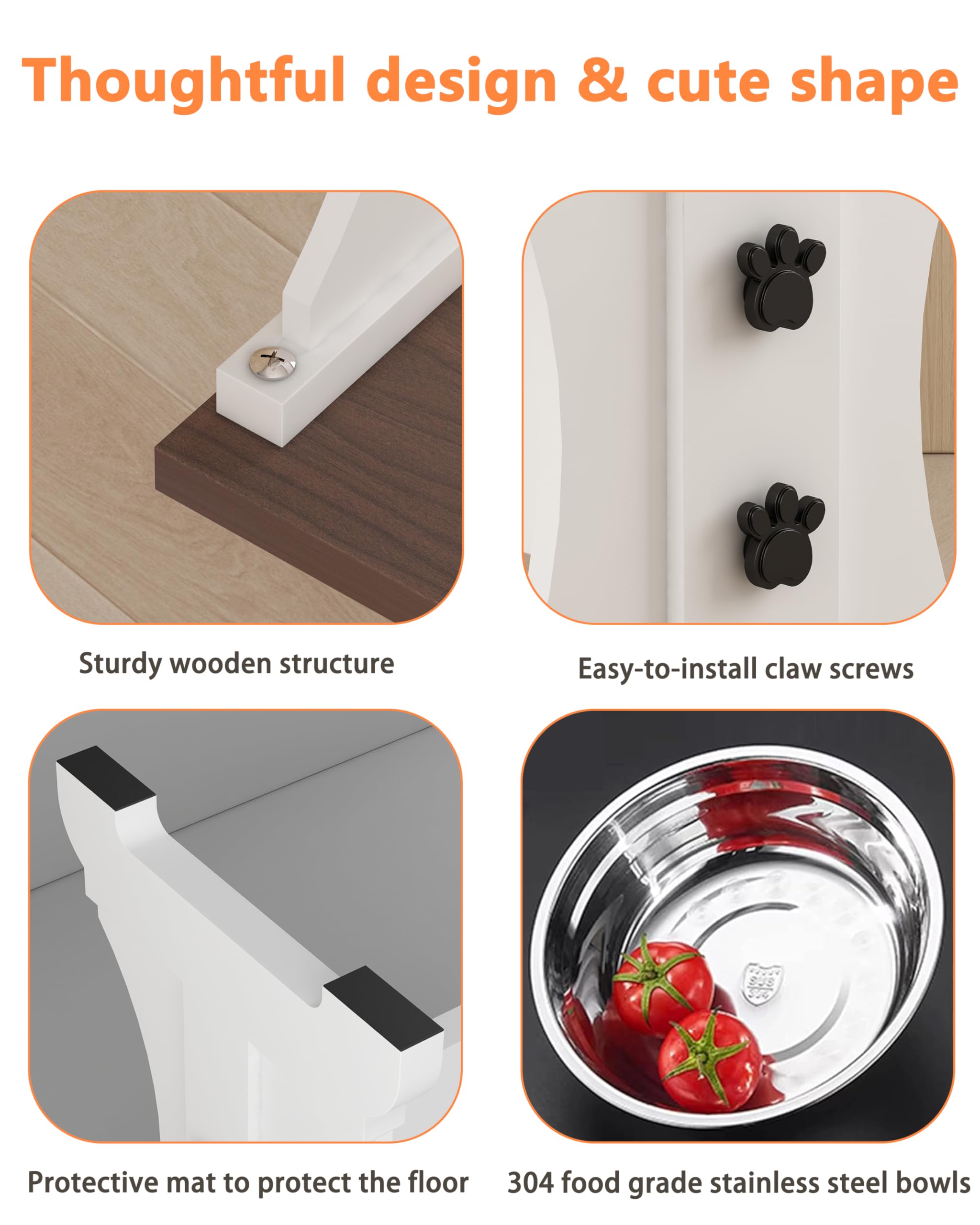 Piskyet Elevated Dog Bowls,Farmhouse Dog Bowls Stand, Raised Dog Bowl With 2 Stainless Steel Wooden Dog Bowls 12 Cups 15.7'H 90