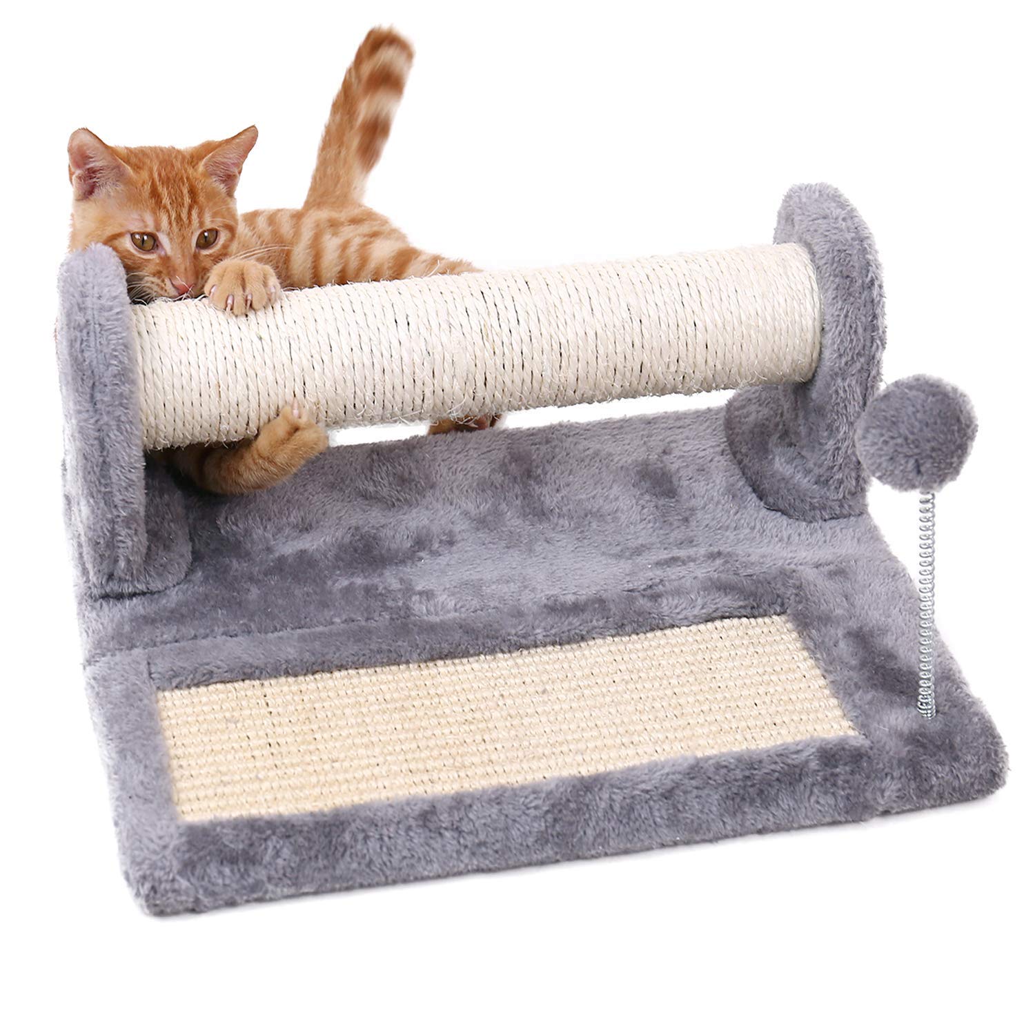 Pawz Road Cat Scratching Post And Pad, Sisal-Covered Scratch Posts And Pads With Play Ball Great For Kittens And Cats
