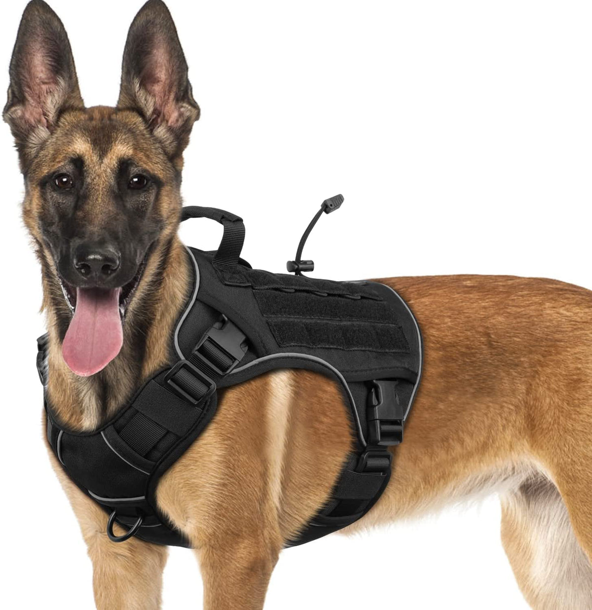 Wingoin Black Tactical Dog Harness Vest For Large Medium Dogs No Pull Adjustable Reflective K9 Military Dog Service Dog Harnesses With Easy Control Handle For Walking Hiking Training(M)