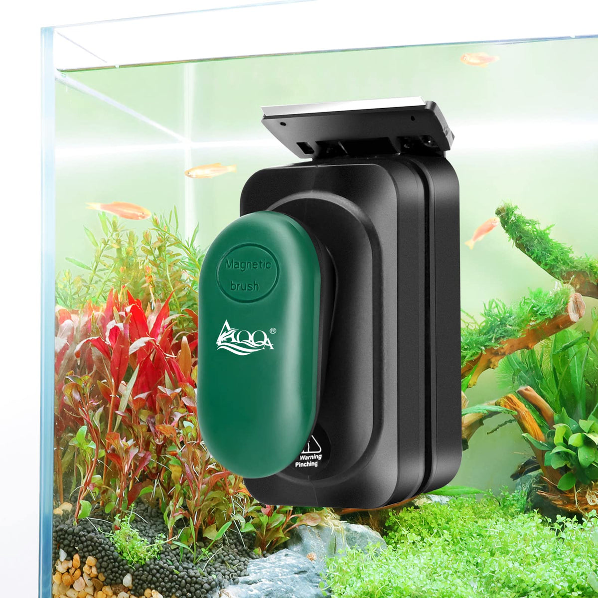 Aqqa Aquarium Strong Magnetic Cleaner Brush, Fish Tank Glass Algae Magnet Cleaning Tool Floating Cleaner Scrubber Brush With 2 D
