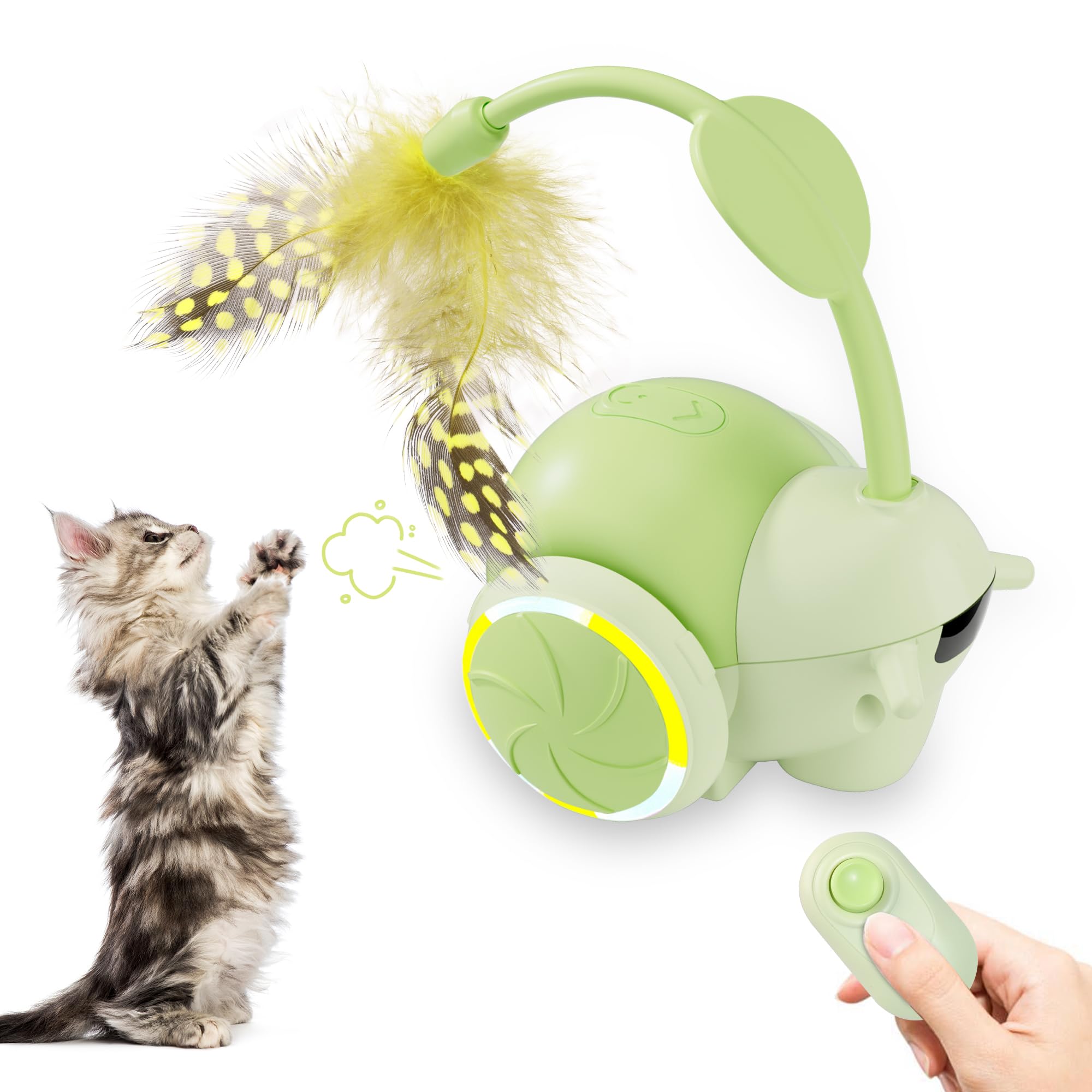 Pawingcat Cat Toys For Bored Indoor Adult Cats,Remote Control Cat Toy With 4 Directions,Led Lights Interactive Remote Control Do