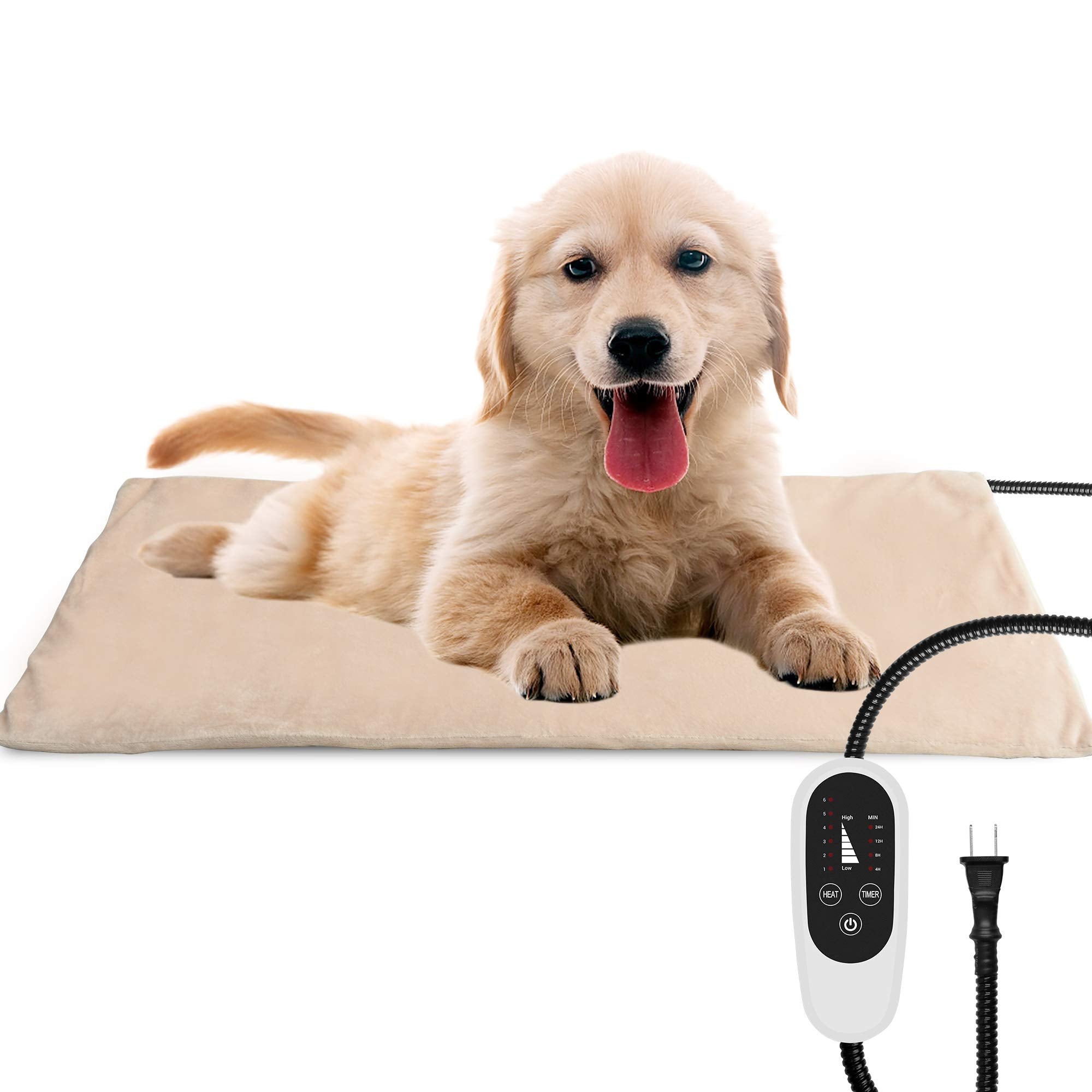 Nicrew Dog Heating Pad, Temperature Adjustable Heated Dog Bed With Auto Shut Off Timer, Indoor Pet Heated Bed Mat For Cats And D