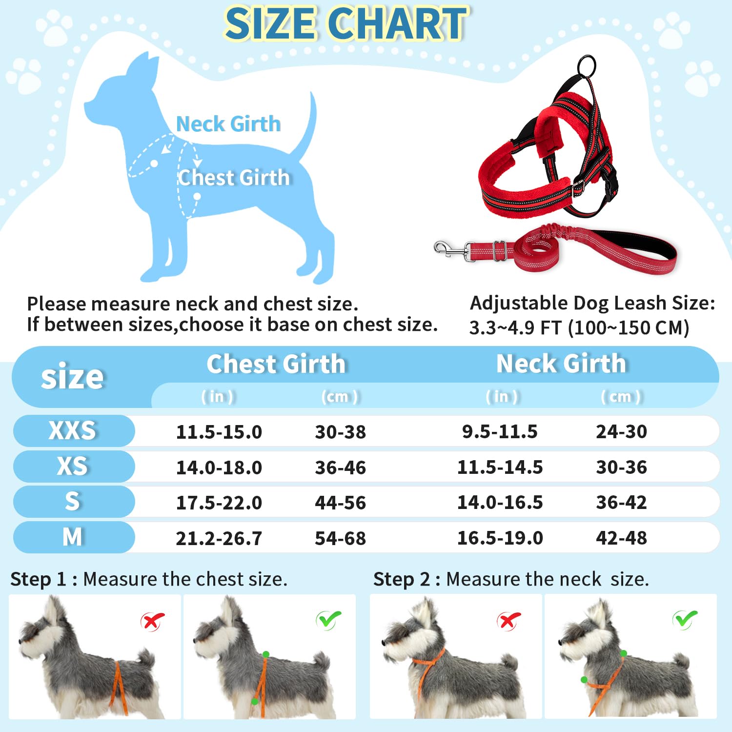 Slowton No Pull Small Dog Harness And Leash Set, Puppy Soft Vest Harness Neck & Chest Adjustable, Reflective Lightweight Harness & Anti-Twist Pet Lead Combo For Small Medium Dogs (Red, Xs)