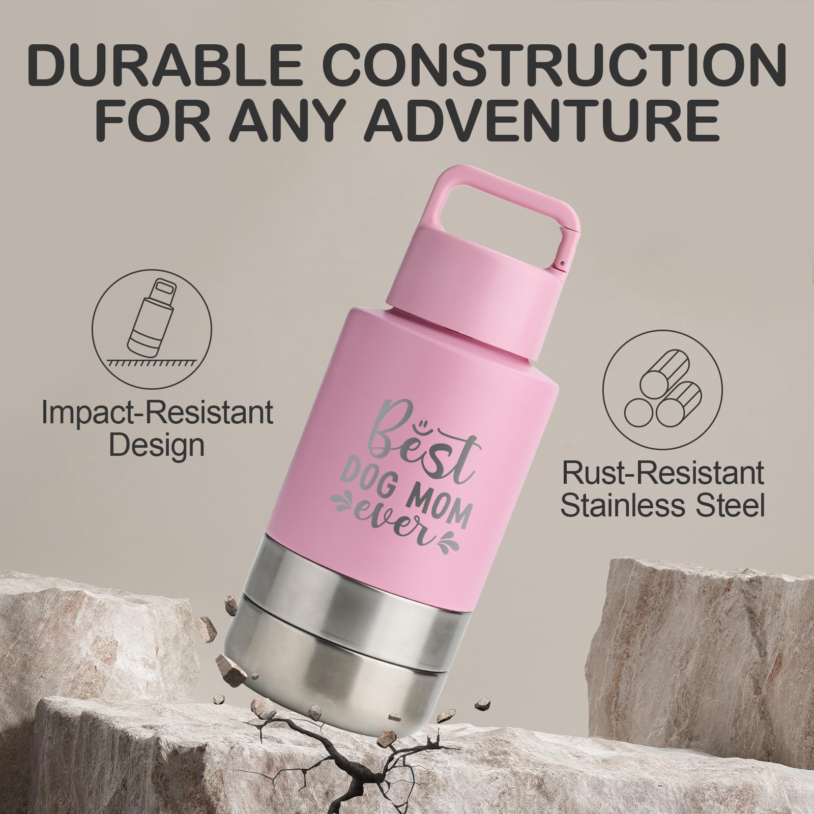 KEWIXY Insulated Dog Travel Water Bottle With Detachable Bowls, Ideal Dog Mom Gifts for Women, Portable Water Bottle Dispenser,