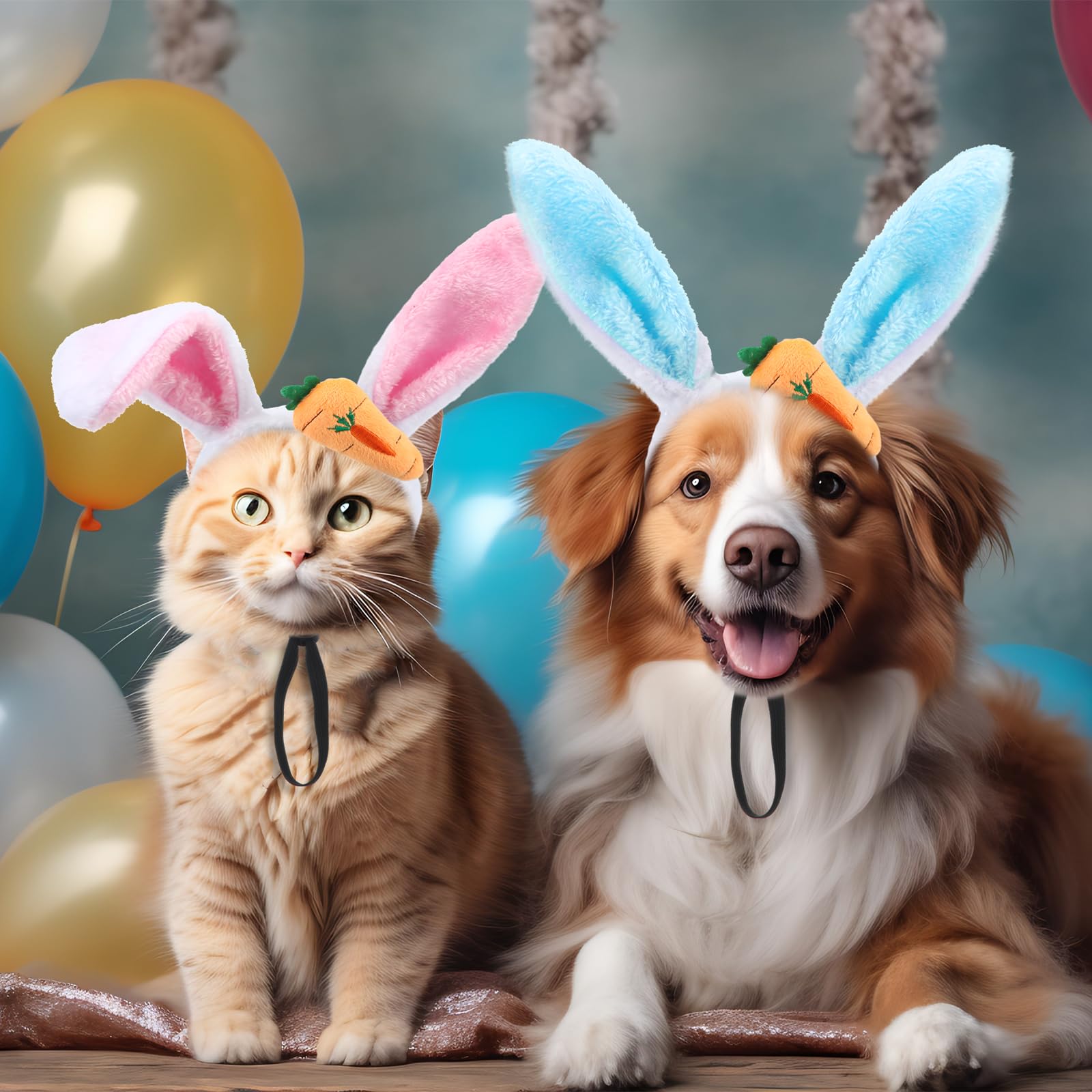 Xunyee 8 Pcs Easter Dog Headbands Bunny Ears Headbands Cute Carrot Rabbit Ears Adjustable Pet Headwear Accessories For Easter Pa