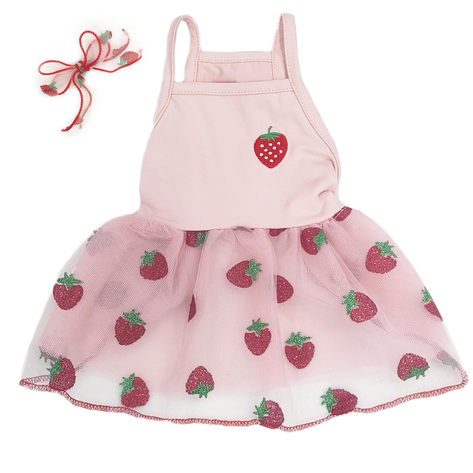 Pink Strawberry Dog Cat Dress For Small Dogs Girl Cute Dog Princess Dresses Puppy Tutu Skirt Chihuahua Teddy Pomeranian Sundress