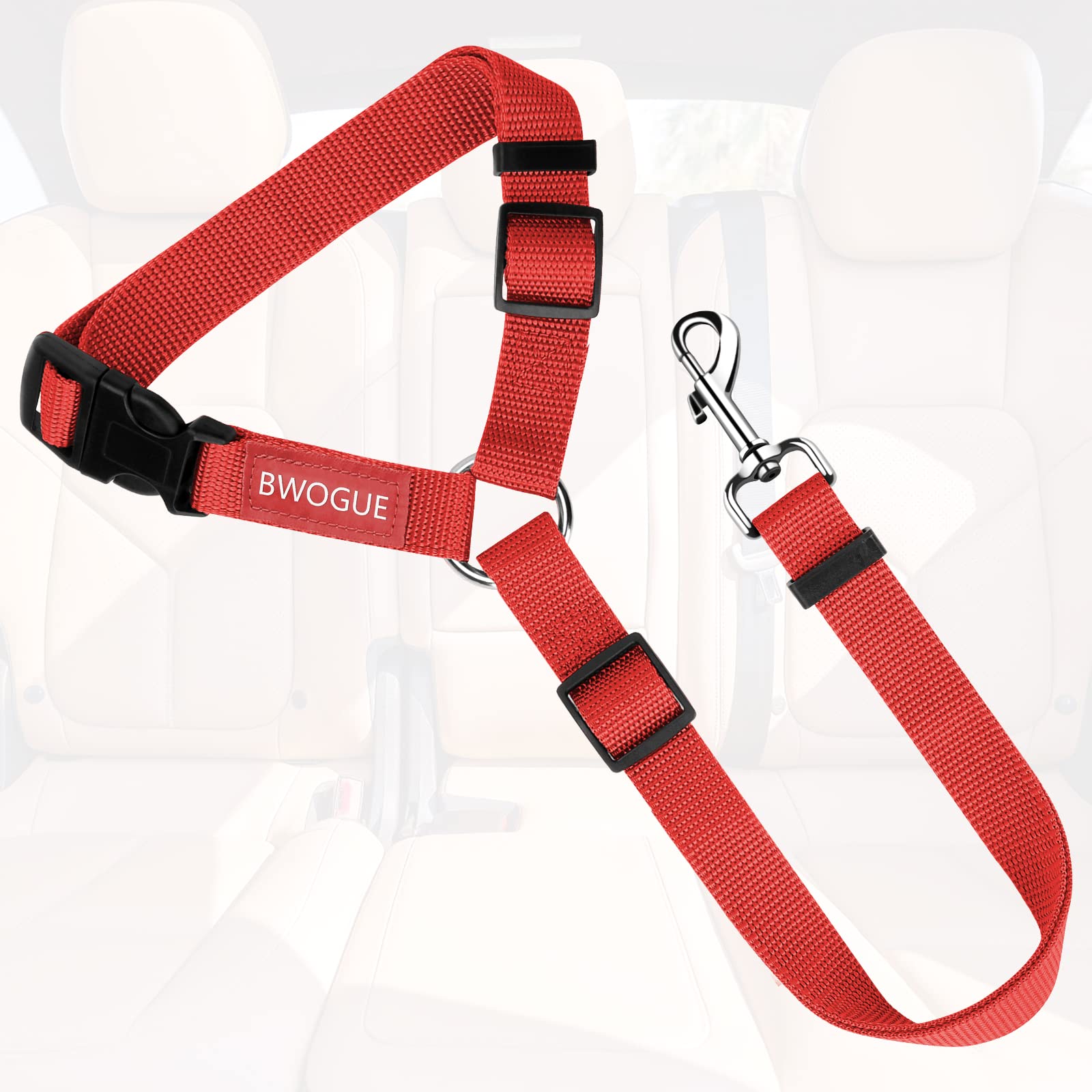 Bwogue Pet Dog Cat Seat Belts, Car Headrest Restraint Adjustable Safety Leads Vehicle Seatbelt Harness