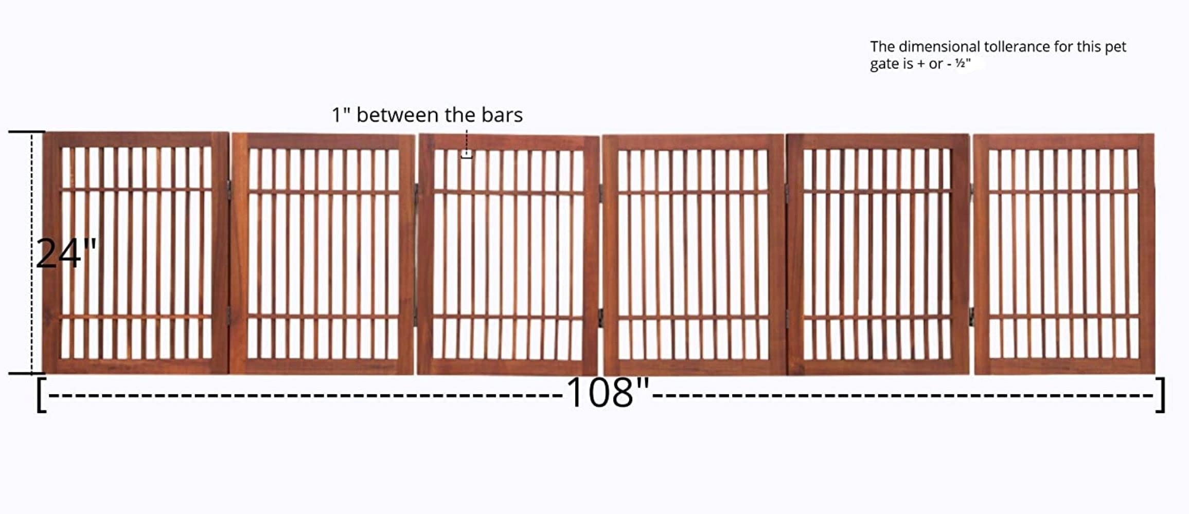 Pet Dog Gate Strong and Durable Freestanding Folding Acacia Hardwood Portable Wooden Fence Indoors or Outdoors by Urnporium (Bro
