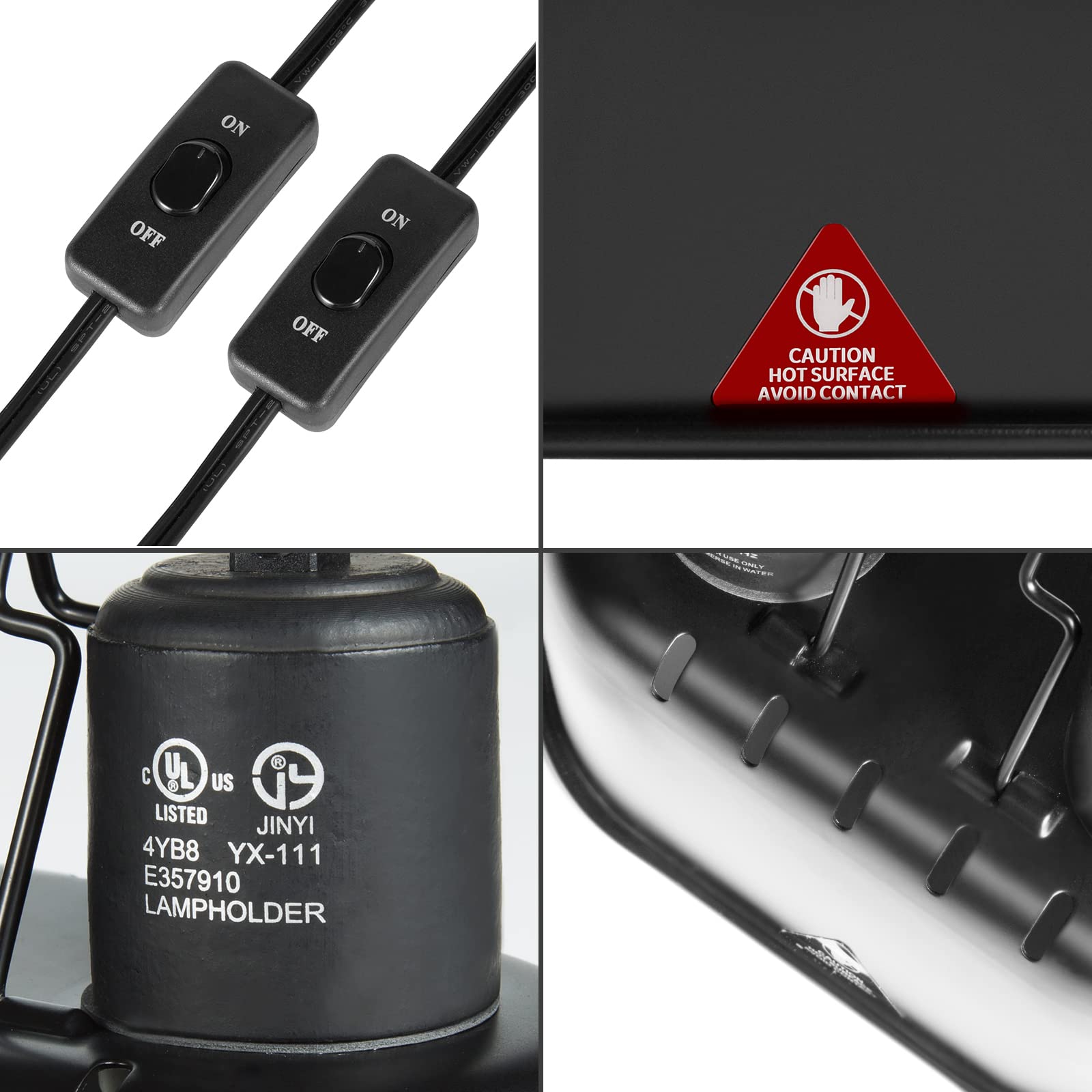 Dxophiex Nano Reptile Heat Lamp Fixture, Dual Reptile Light Fixture With 60W Basking Bulb & Infrared Bulb For Bearded Dragon, Tu