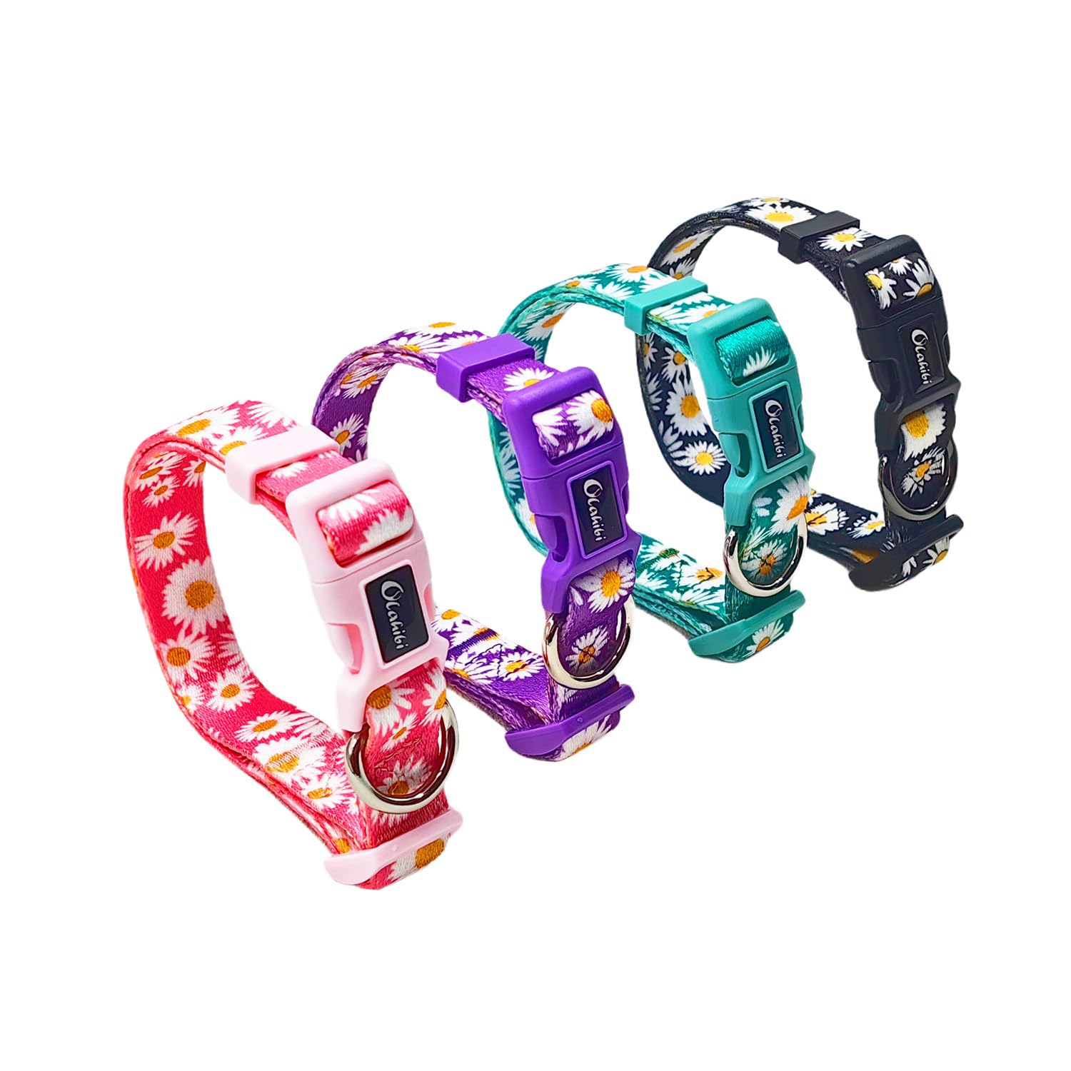 Olahibi Basic Dog Collar, Daisy Floral Pattern, Soft And Durable Polyester Material, Adjustable Length, For Medium Dogs.(Medium,