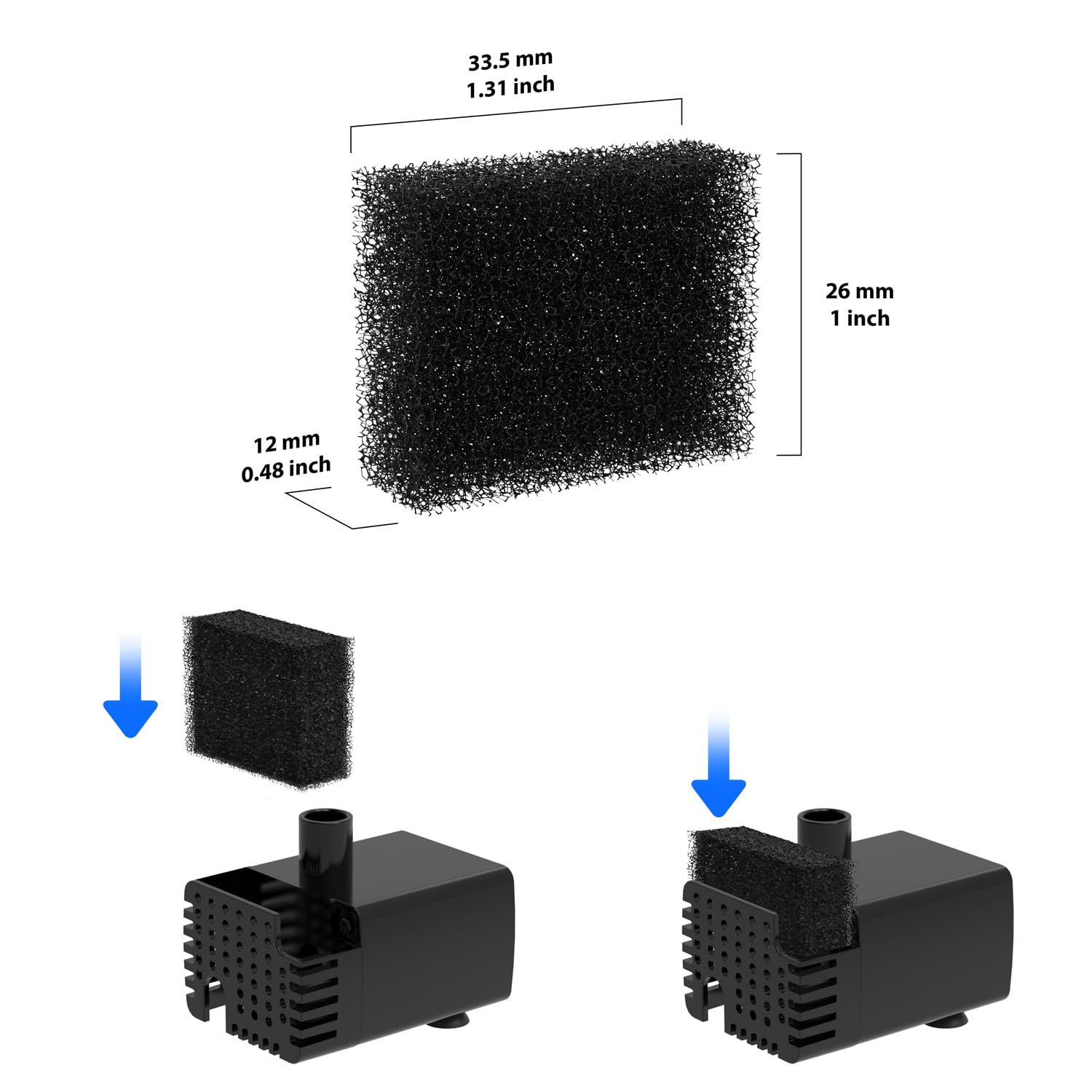 Stouchi Cat Fountain Filters Replacement, 6 Pieces Filters + 6 Pieces Sponge Filters For Pet Fountains, Suitable For Wdq1, Black