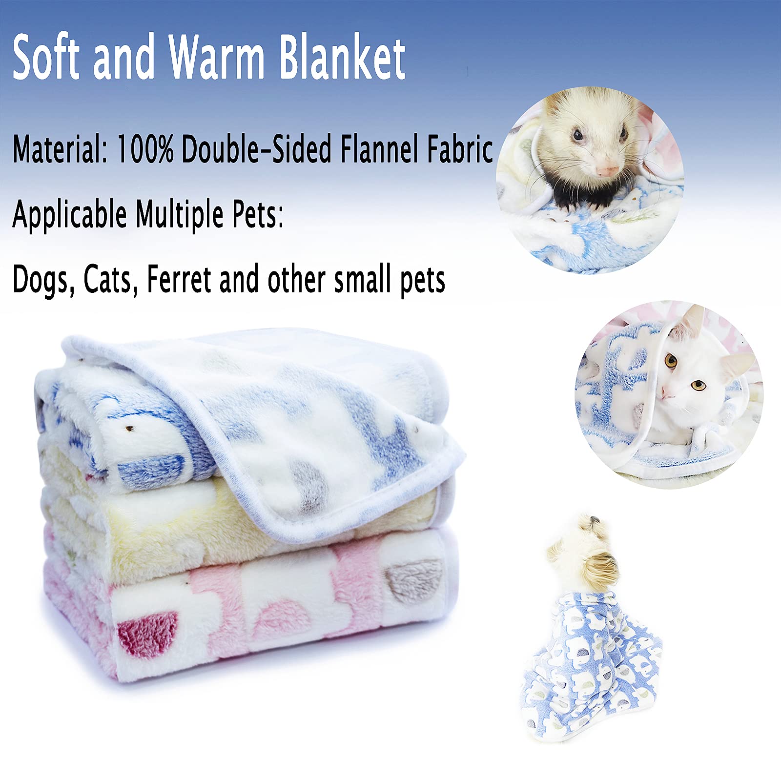 Yizhi Miaow 1 Pack 3 Colors 23' X 15.5' Small Blanket Soft Warm Fleece Throw Blanket Pet Kitten Blanket Fleece Puppy Blanket Cushion Ultra Light Comfortable Soft Warm Sleep Mat