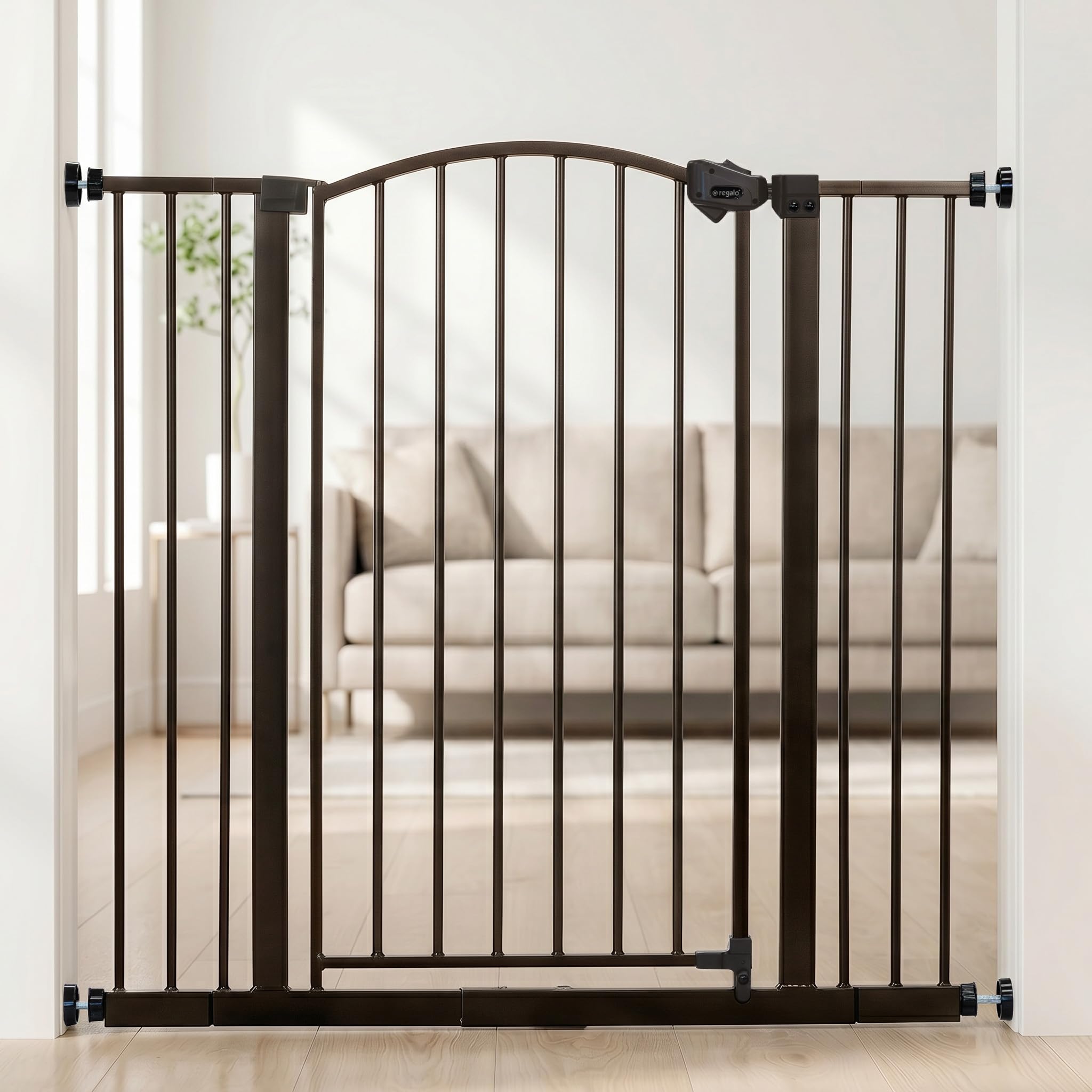 Regalo Safety 36 Extra Tall Home Accent Arch Baby Gate with Door, Pressure Mount for Doorways & Bottom of Stairs, Babies, Toddle