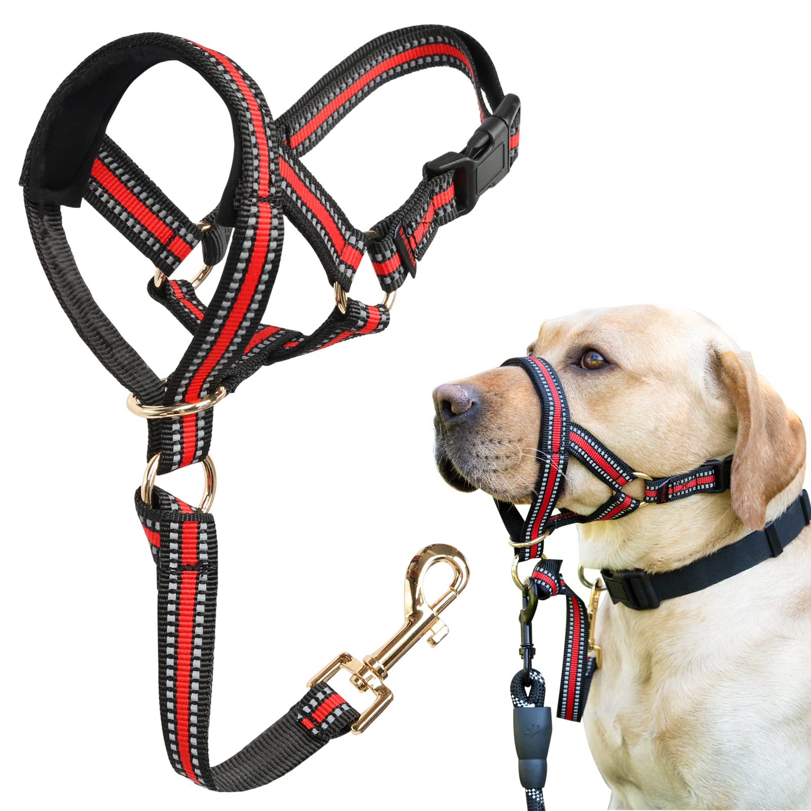 Barkless Muzzle Leash For Heavy Pullers, No Pull Stylish Head Halter For Small And Medium Aggressive Dogs, Gentle Dog Face Harne