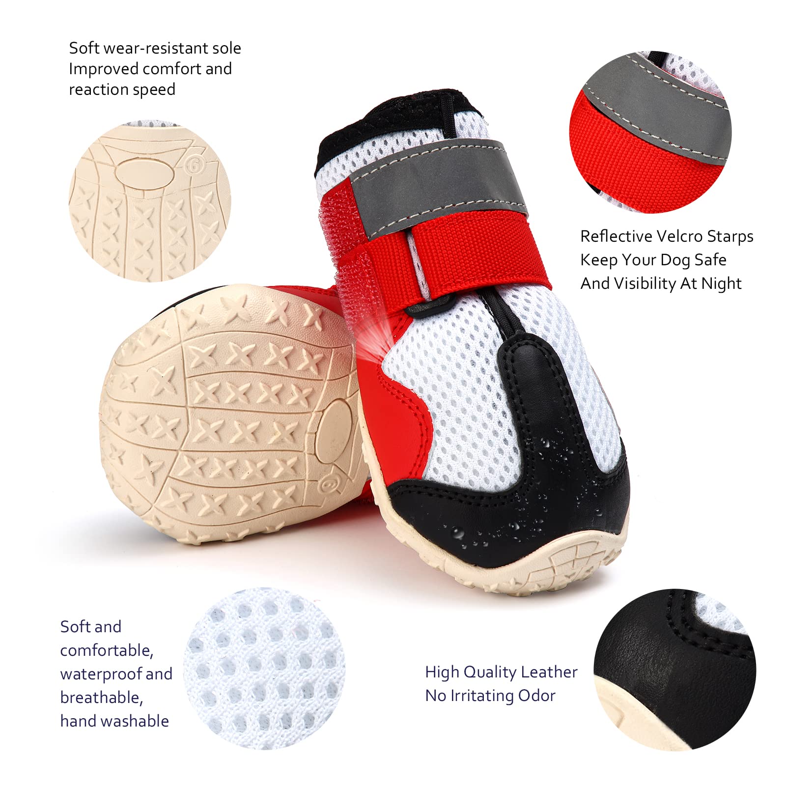 Musimc Dog Shoes For Large Dogs Breathble Dog Shoes For Hot Pavement Anti-Slip Dog Boots & Paw Protectors For Summer Hot Pavemen