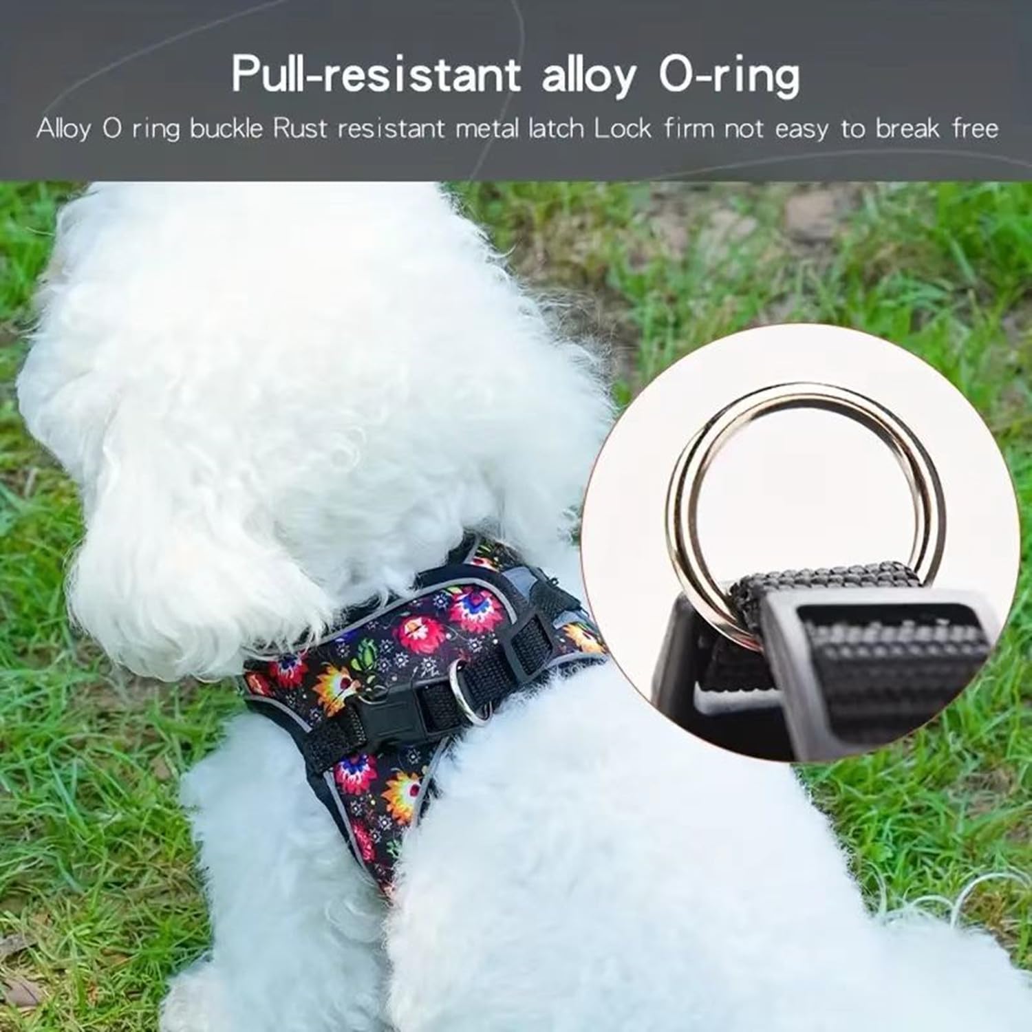 KocaPlye Step in Dog Harness No Pull Flower Adjustable Soft Mesh Padded Reflective Pet Vest Harness and Leash Set for Small Medi