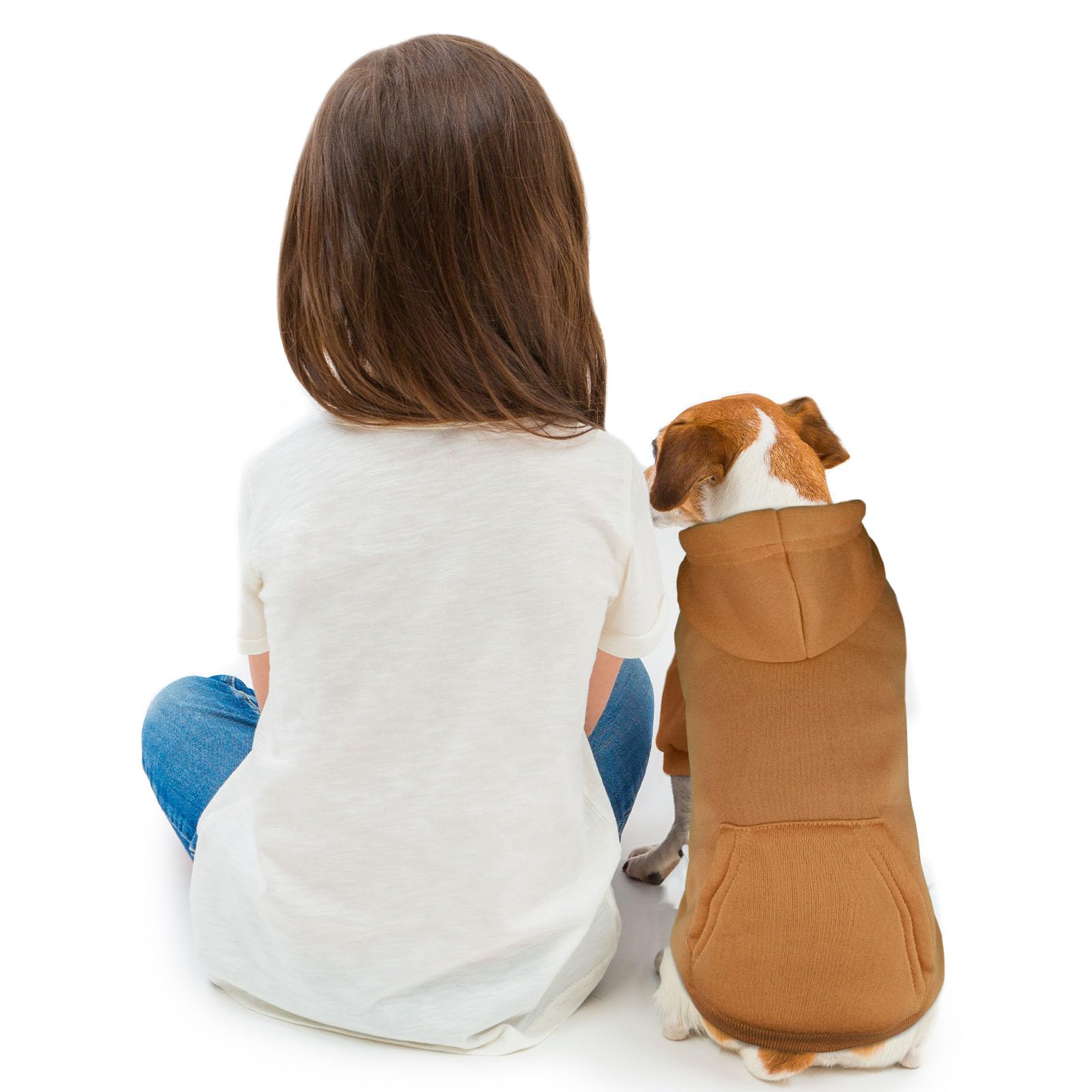 Dog Sweaters for Small Dogs Dog Hoodie Dog Sweater Solid Soft Brushed Fleece Dog Clothes Dog Hoodie Sweatshirt with Pocket(Coffe