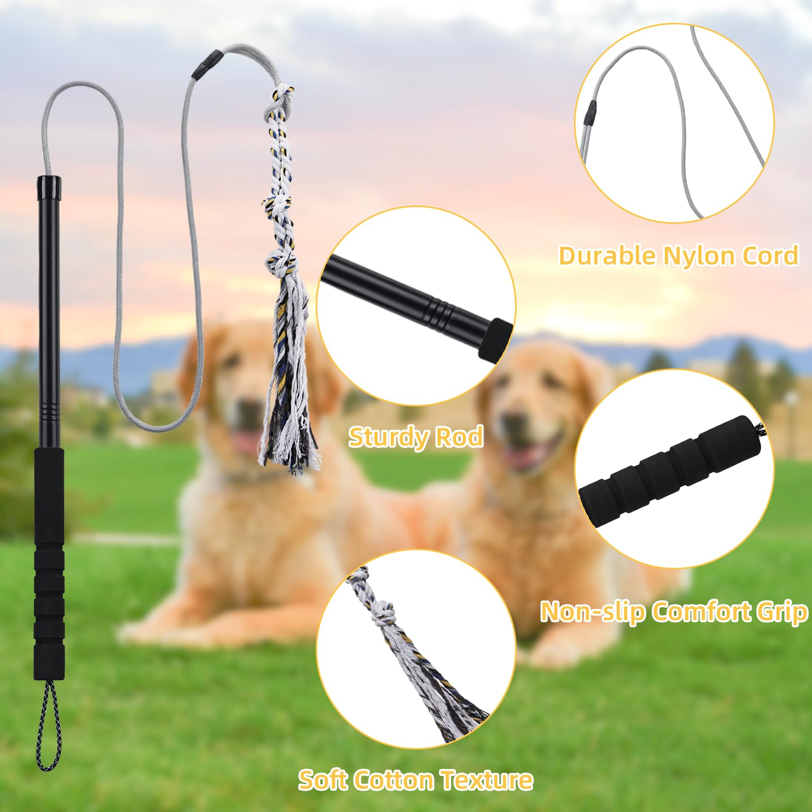 Gingull Outdoor Flirt Pole For Dogs - Interactive Toy Teaser Wand For Dogs Outdoor Chase And Tug Of War Heavy Duty Dog Flirt Pol