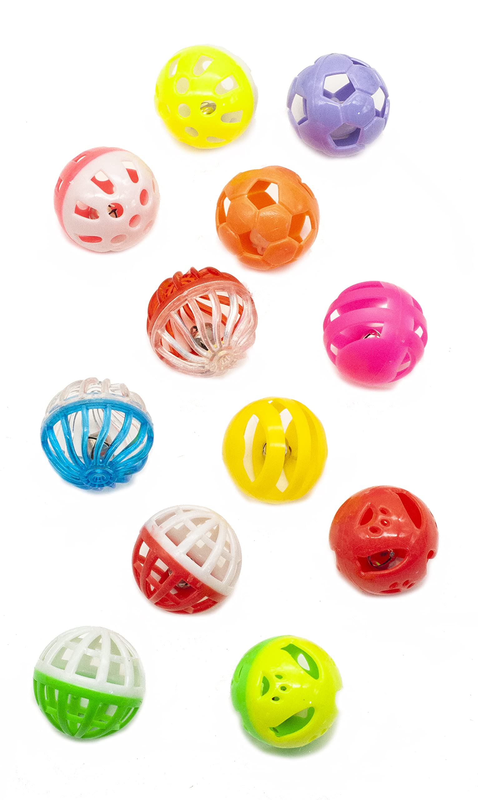 Fashion'S Talk 12Pcs Value Pack Plastic Ball Cat Toys Lattice Balls With Bell Jingle Kitten Toy,Gift Box 1.5'' 6 Styles