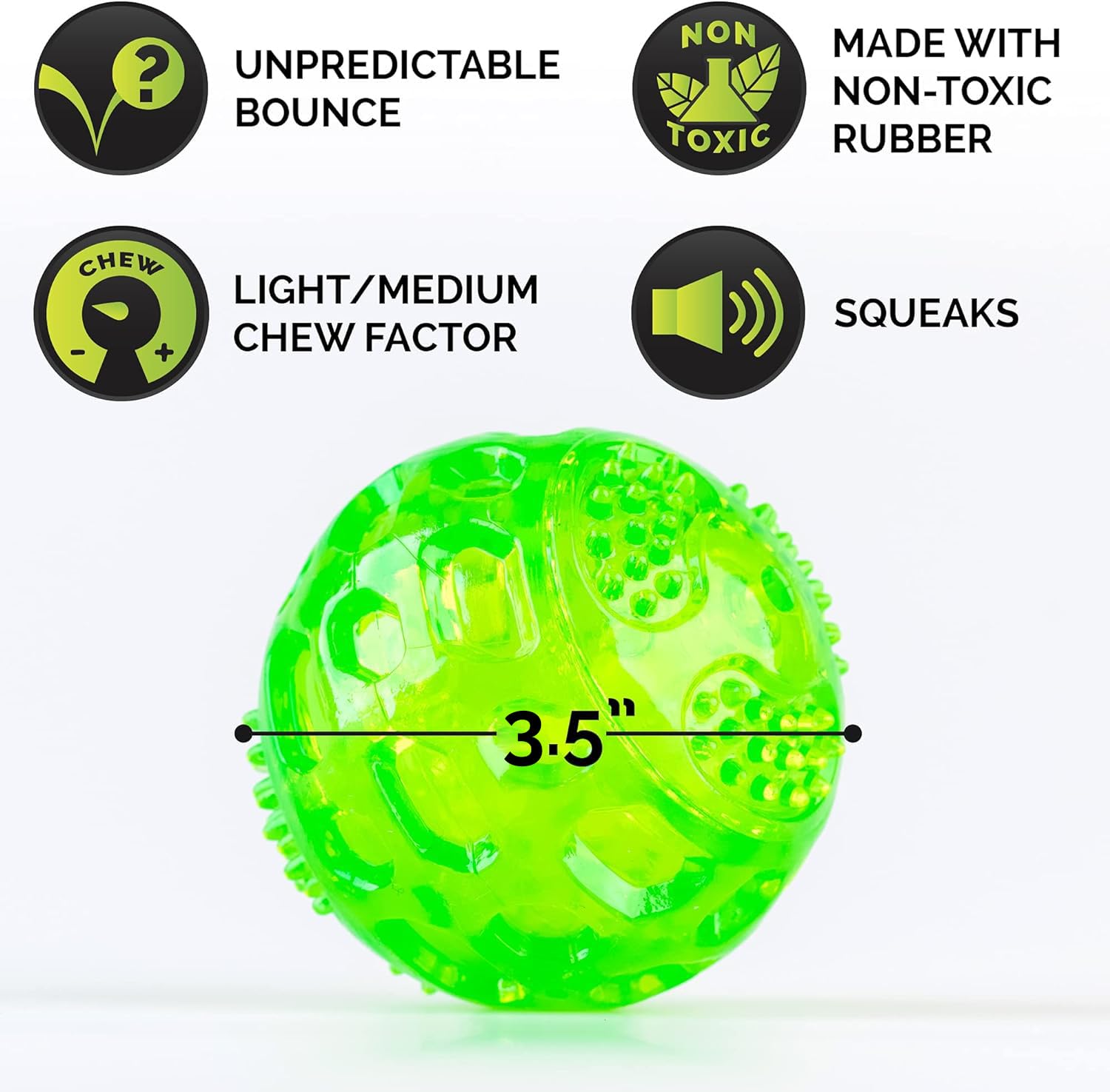 Hyper Pet Durasqueak Dog Ball Dog Toys (Interactive Dog Toys That Float & Squeak) Squeaky Dog Toys & Dog Balls For Playing, Fetching & Retrieving-Great Alternative To Traditional Dog Tennis Balls-3.5'