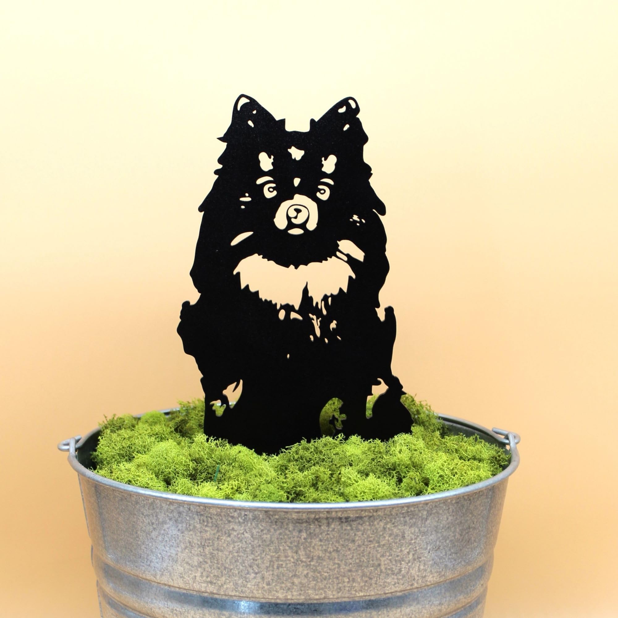 My Metal Rescue Black Powder Coated Metal Pomeranian Dog Silhouette Yard Stake (Small)