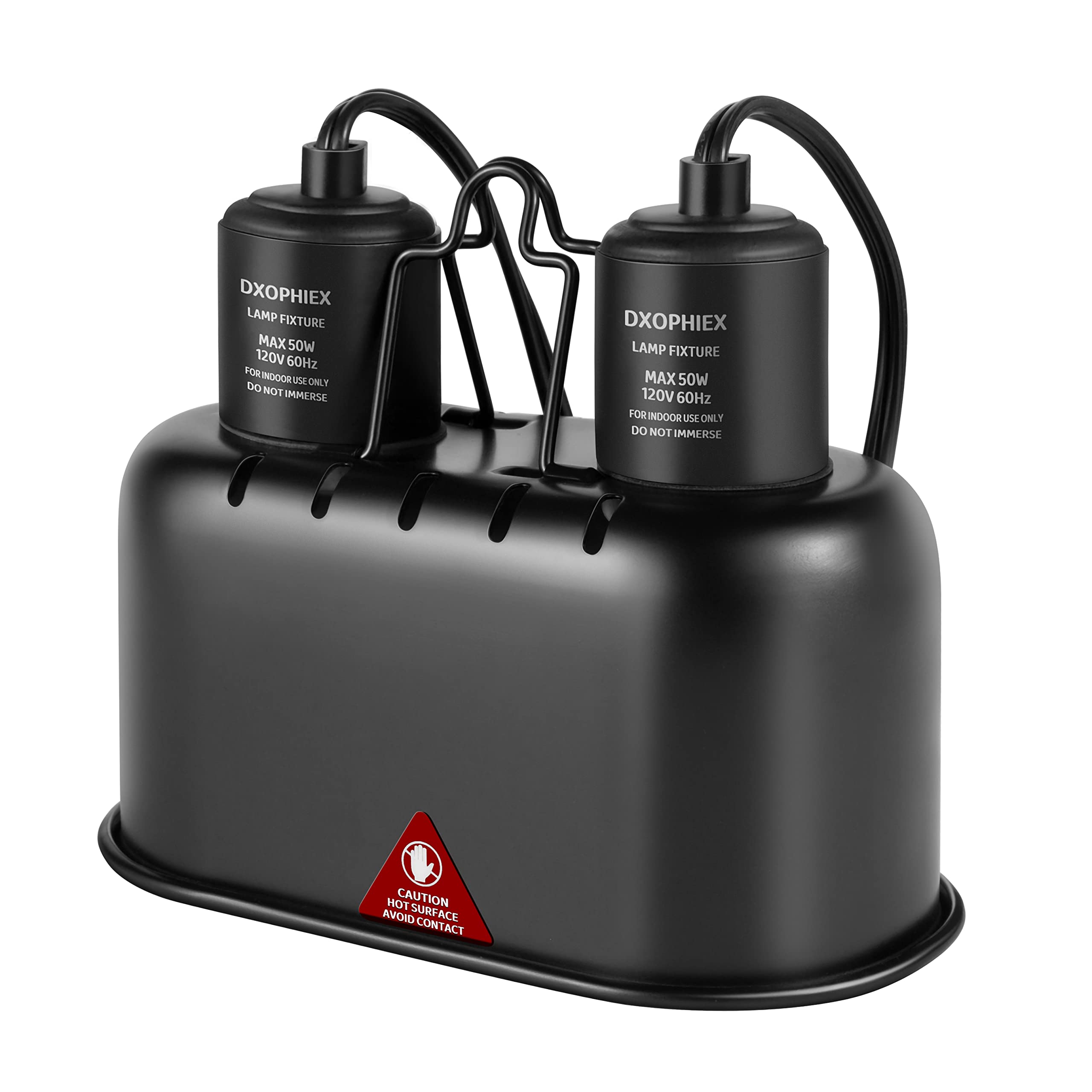 Dxophiex Nano Reptile Heat Lamp Max 40W Dual Reptile Light Fixture With Two Independent Switches, Uvb Light Fixture Dual Dome La