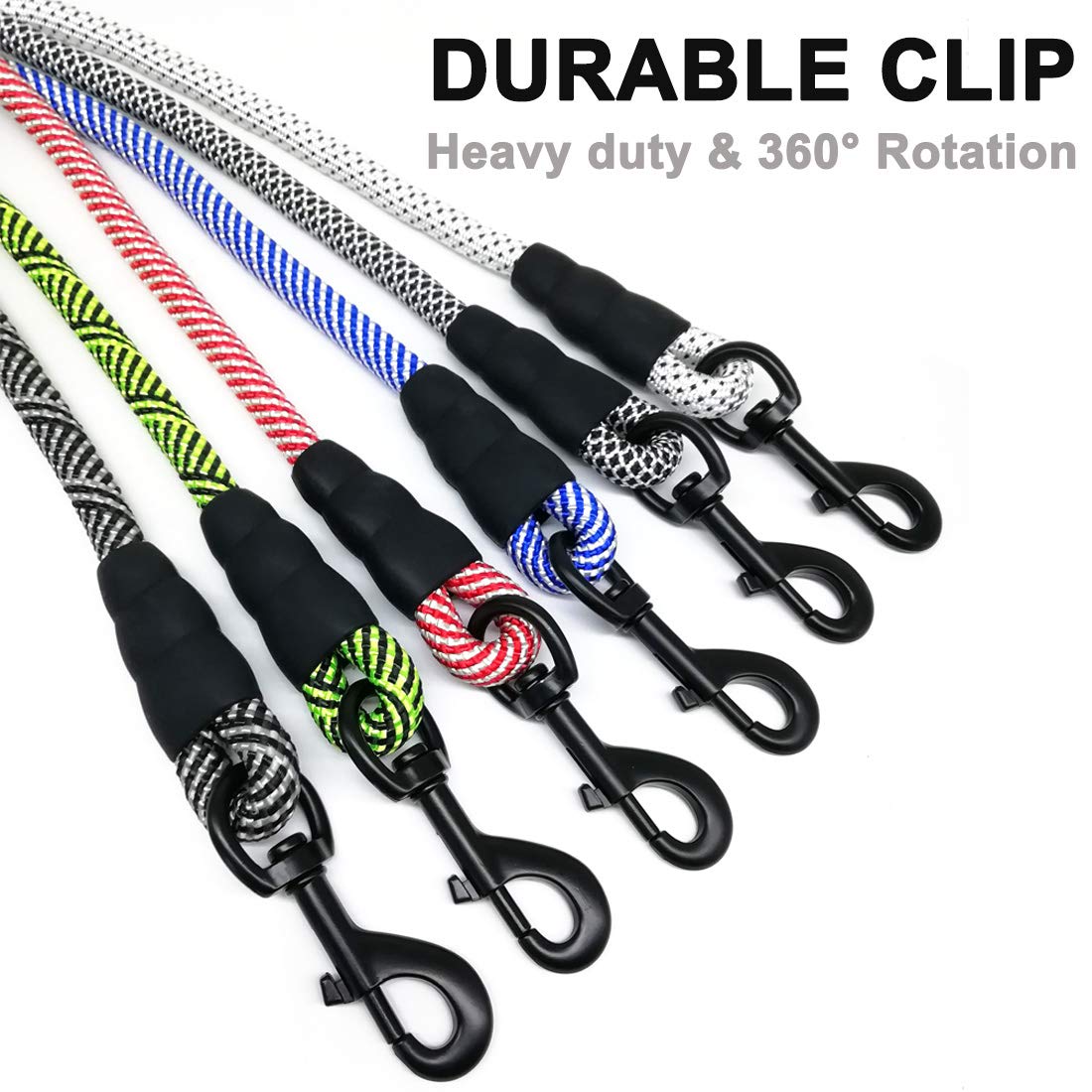 Maypaw Heavy Duty Rope Dog Leash, 345678101215 Ft Nylon Pet Leash, Soft Padded Handle Thick Lead Leash For Large Medium Dogs Sma