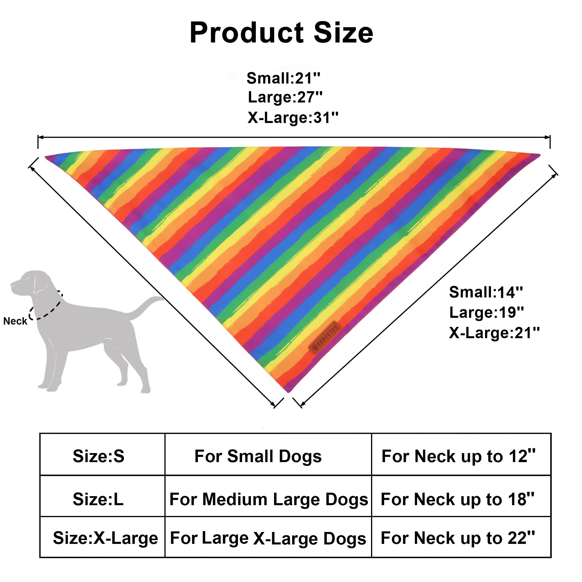 Adoggygo Rainbow Dog Bandana, Holiday Puppy Scarf, Adjustable Fit Colorful Rainbow Bandanas For Small Dogs Puppies (Small)