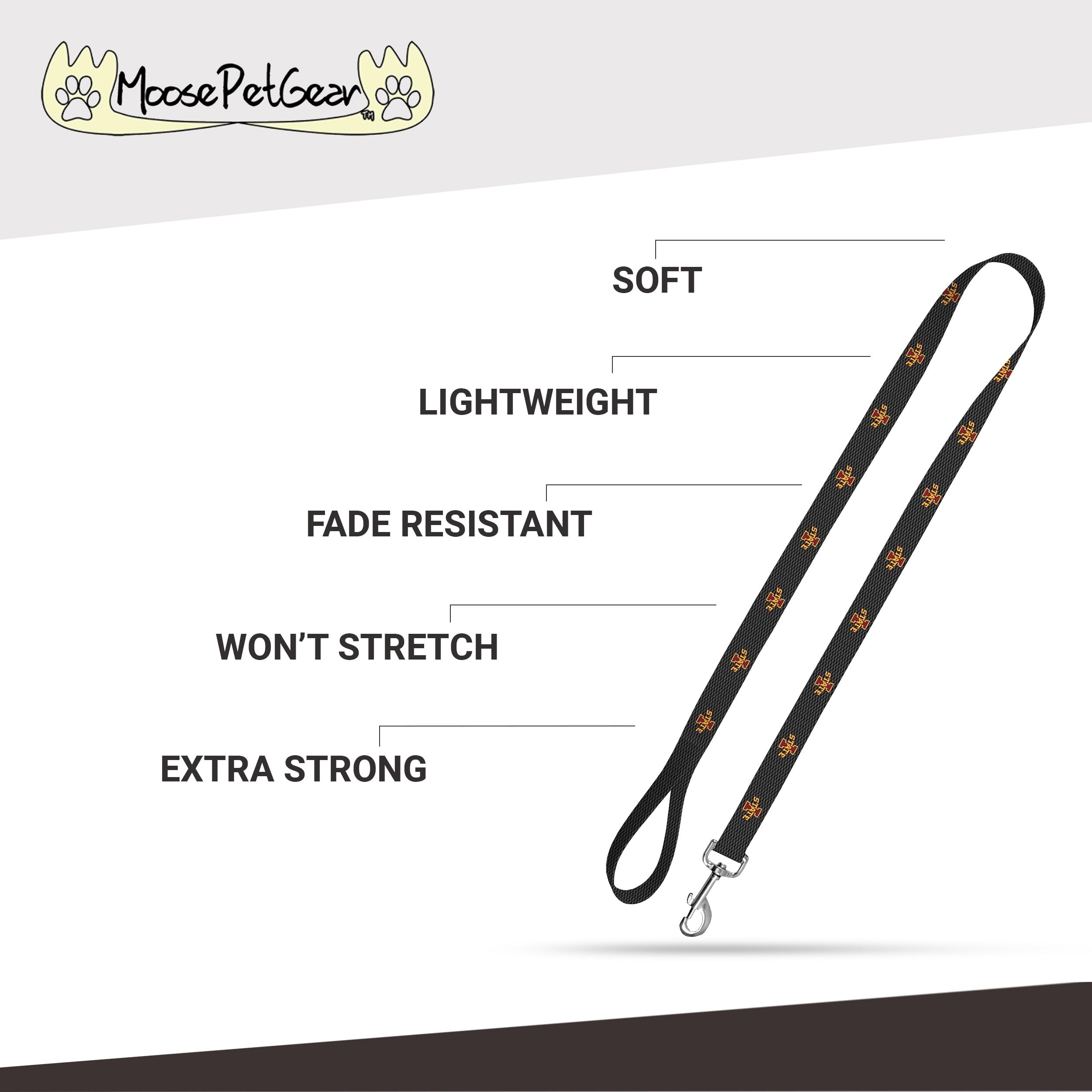 Moose Pet Wear Leash 1'' X 6', Iowa State - Logo On Carbon Fiber