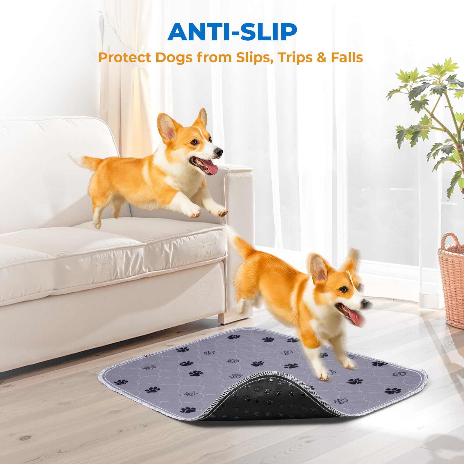 Fostanfly Reusable Puppy Pads, 2 Pack 18''X 24'' Washable Pee Pads For Dogs, Absorbent And Leakproof Wee Wee Mat, Waterproof Non