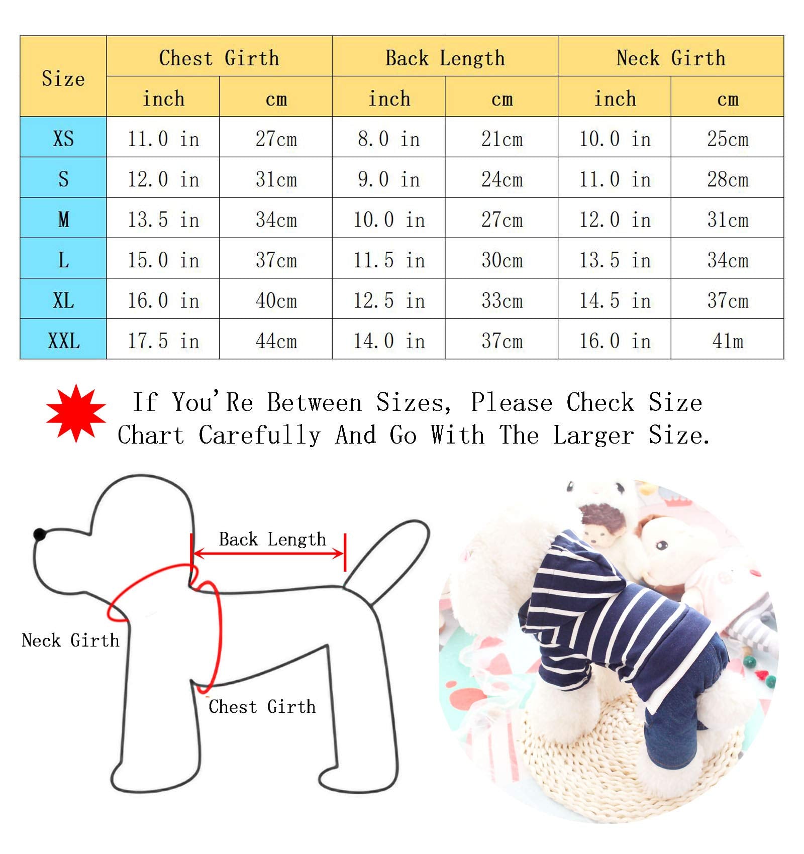 Pet Denim Stripe Jumpsuit Dog Clothes Adorable Puppy Jeans Pet Coat For Small Medium Dog Apparels Dog Hoodies Coat Machine Washable (Xs Weight (2~3Lb) | Chest (~11'), Blue)