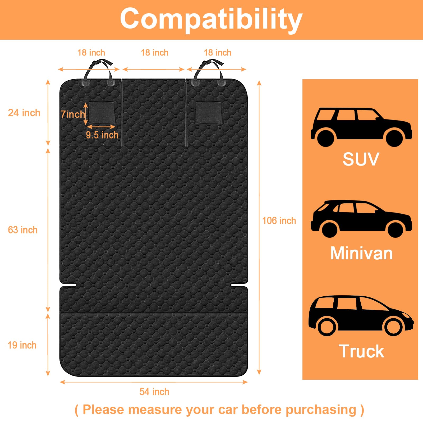 Mancro Suv Cargo Liner For Dogs, Waterproof Dog Seat Cover For Suv With Bumper Flap Protector, Durable Non-Slip Polyester Pet Tr