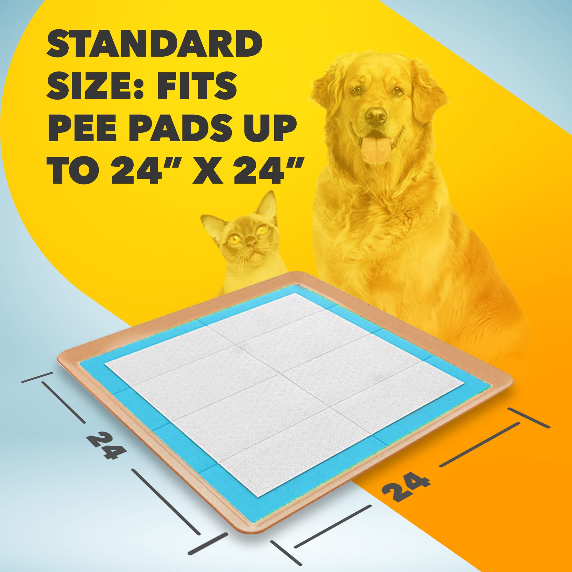 Skywin Dog Puppy Pad Holder Tray For 24X24 Inches Training Pads - Silicone Wee Wee Pad Holder, No Spill Pee Pad Holder For Dogs,