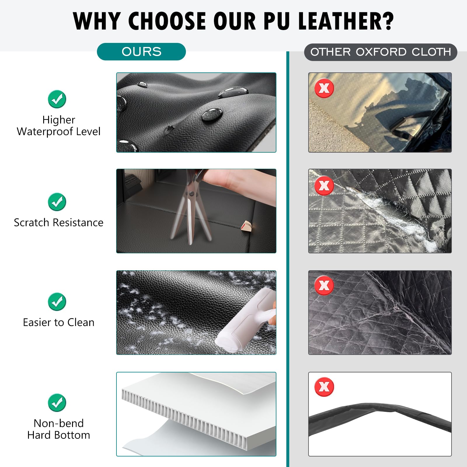 Back Seat Extender For Dogs Upgraded Anti-Scratch Pu Leather, Hard Bottom Dog Car Seat Cover For Back Seat, Backseat Extender Fo