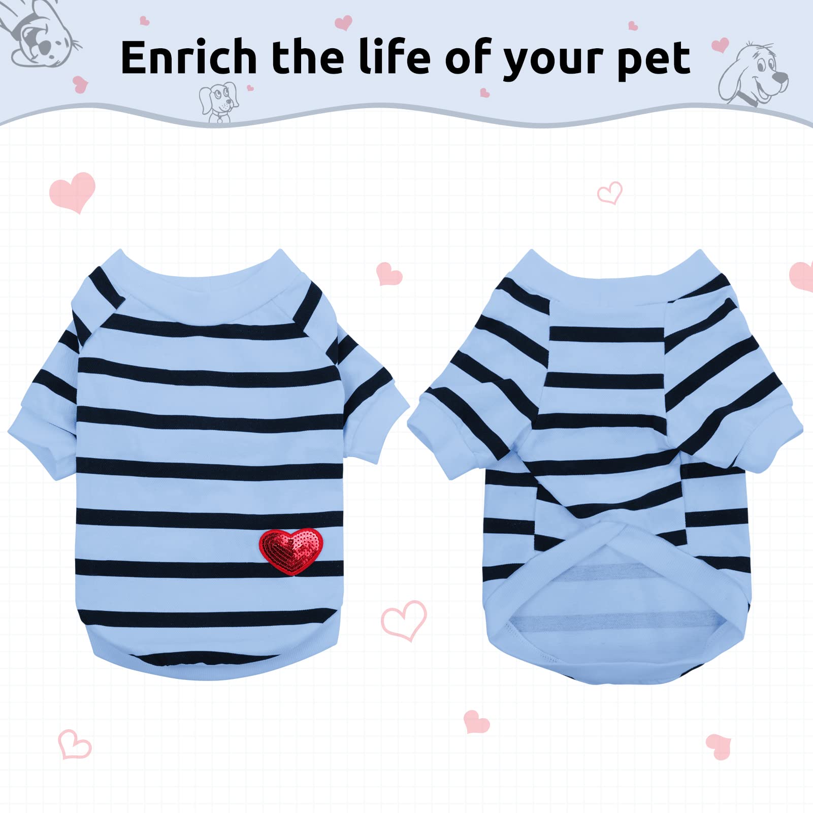 Preferhouse Pet Dog Striped T-Shirt Dogs Cats Cotton Vest Spring Summer Pet Apparel Tee Shirt Suitable For Small And Medium Large Pets French Bulldog Bichon