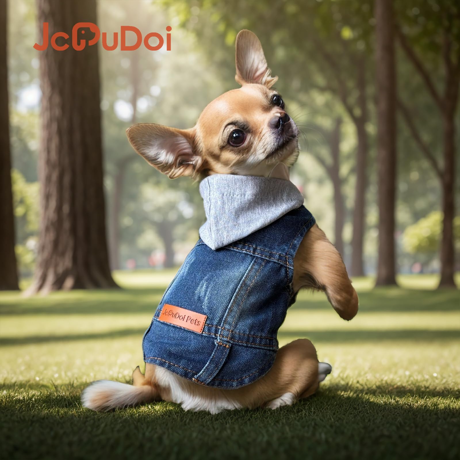 Jcdudoi Dog Jeans Jacket With Hooded Denim Pet Coat For Puppy Small Dogs Classic Overalls Male Cat Costumes Washed Vest Clothes