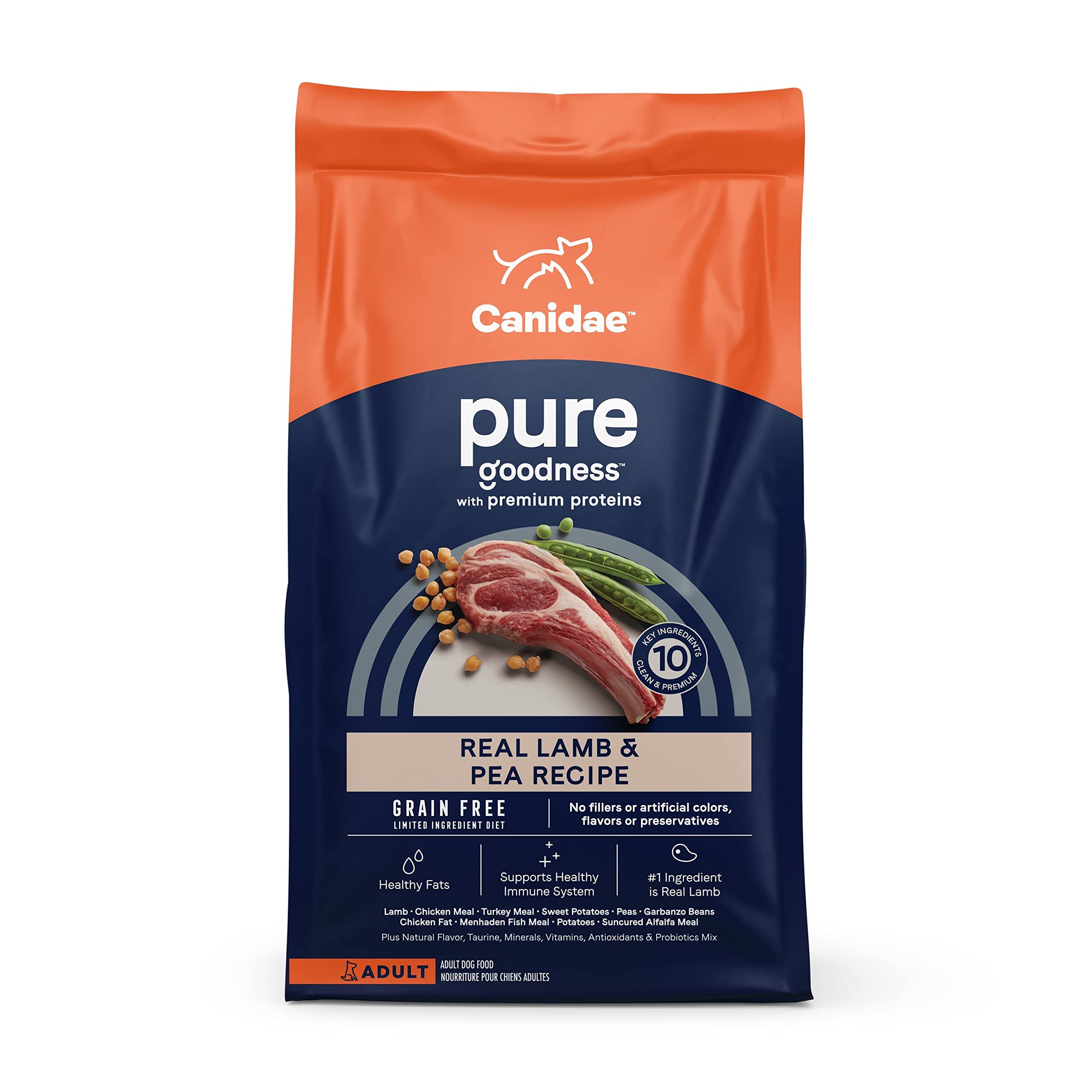 Canidae Pure Limited Ingredient Premium Adult Dry Dog Food, Real Lamb & Sweet Potato Recipe, 4 lbs, Grain Free