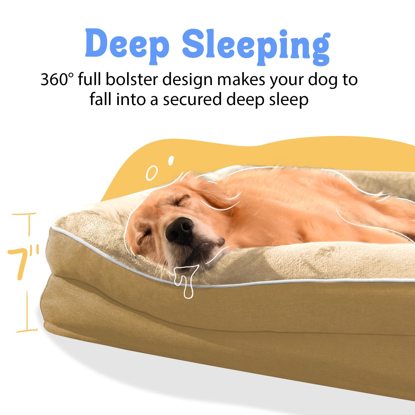 Washable Orthopedic Large Dog Bed - Xl Large Dog Bed With Removable Bolsters Cover Foam Support Big Dogs Beds Non-Slip Bottom &