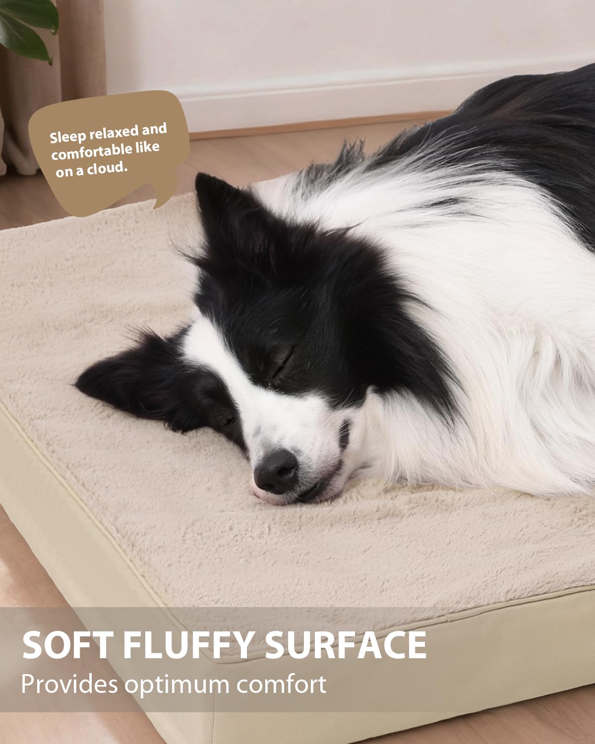KSIIA Orthopedic Dog Bed Crate Waterproof Pet Mats for Large Dogs Deluxe Plush Washable Pet Bed with Egg Crate Foam & Removable