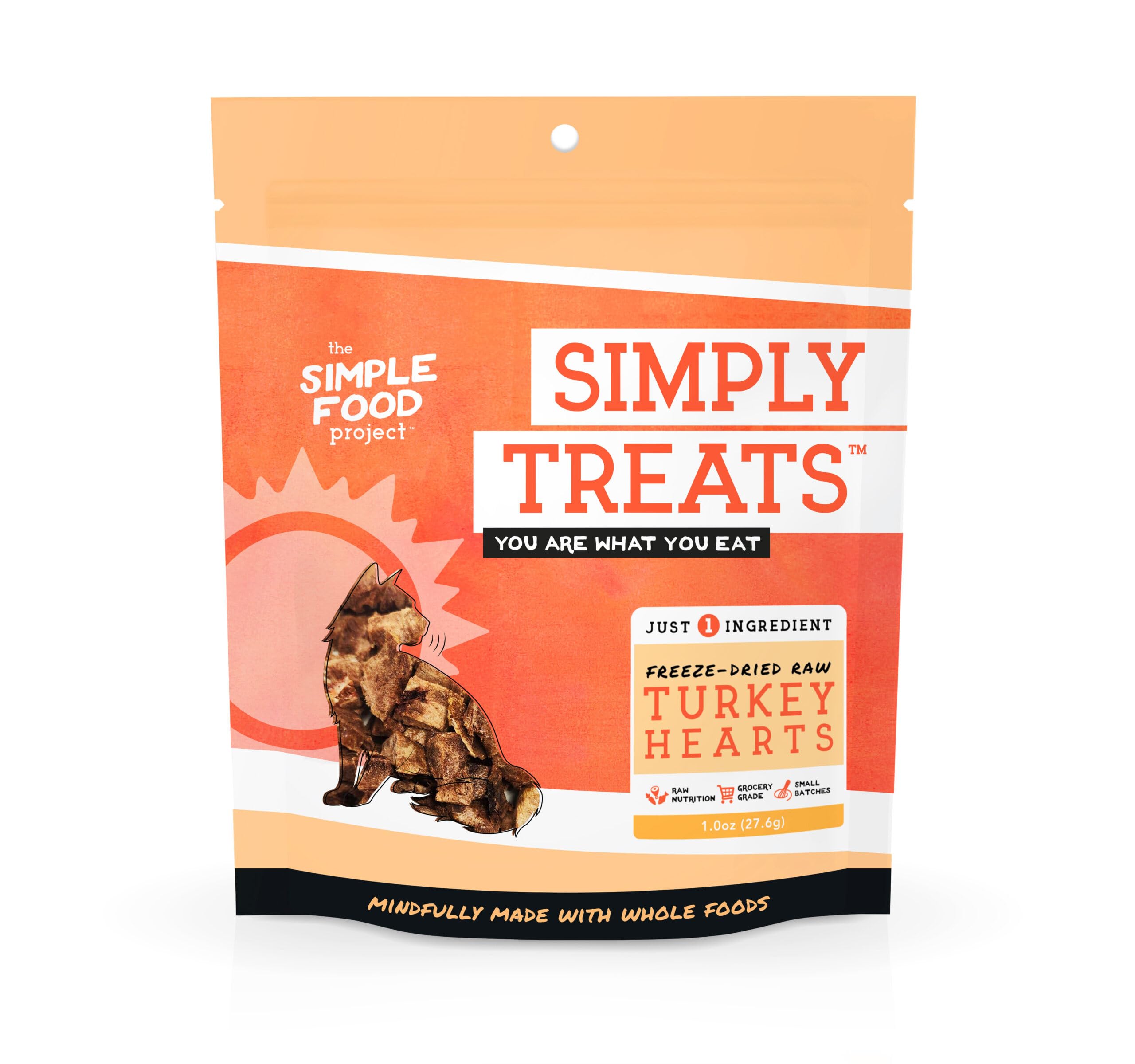 Simple Food Project The Freeze Dried Raw Cat Treats Grain Free, All Natural, with Just 1 Ingredient - Turkey Hearts