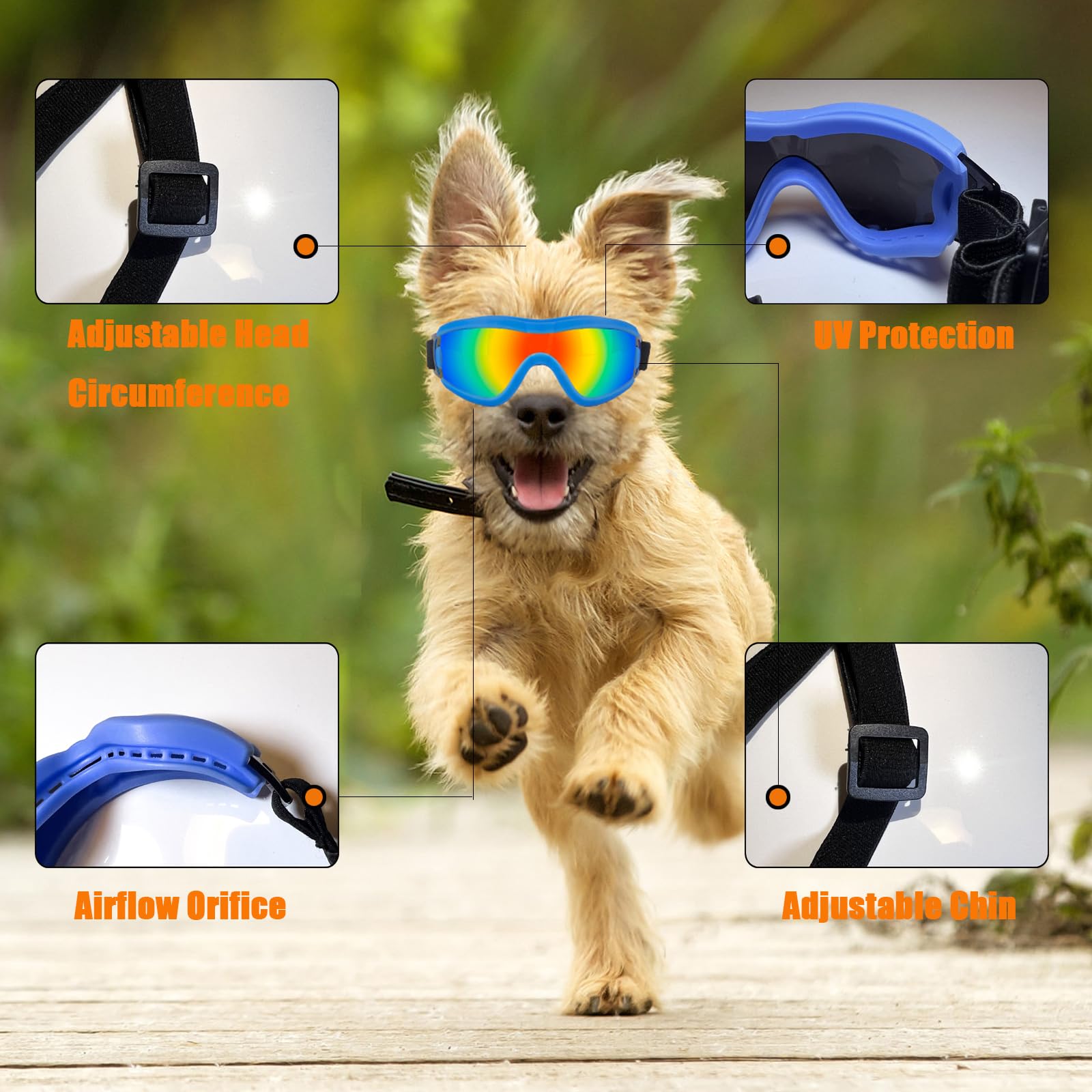Mitubati Dog Goggles Small Breed Dog Sunglasses With Adjustable For Uv Protection Eyewear Doggy Doggie Puppy Glasses Anti-Fog Wi