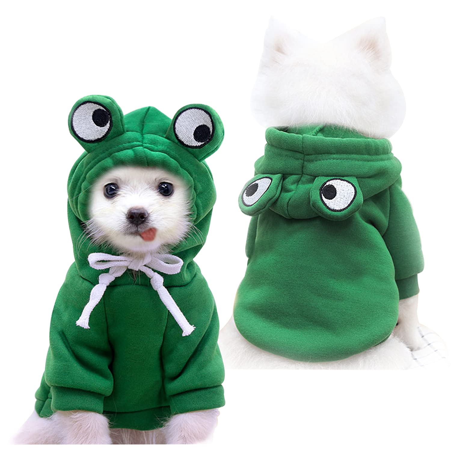 Dog Hoodie Basic Sweater Coat Cute - Frog Shape Warm Jacket Pet Cold Weather Clothes Outfit Outerwear For Cats Puppy Small Mediu