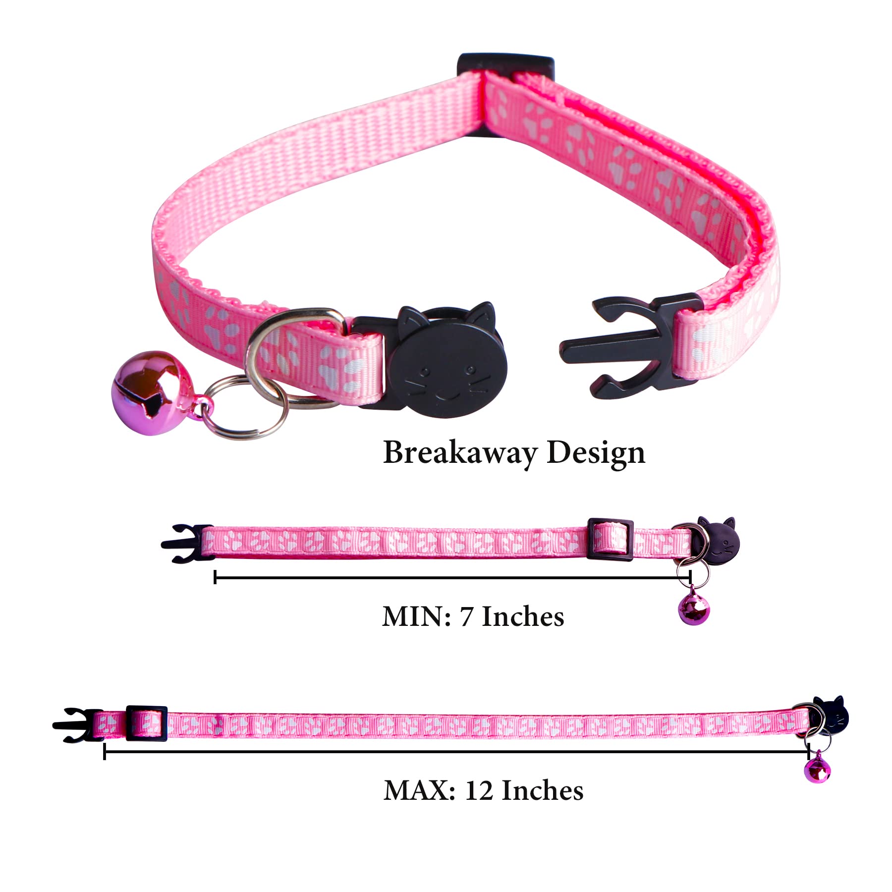 D-Buy Cat Collars With Bell, Breakaway Cat Collars, Reflective Cat Collars, Nylon Cat Collars With Bell, Collars For Cats (4 Colors)