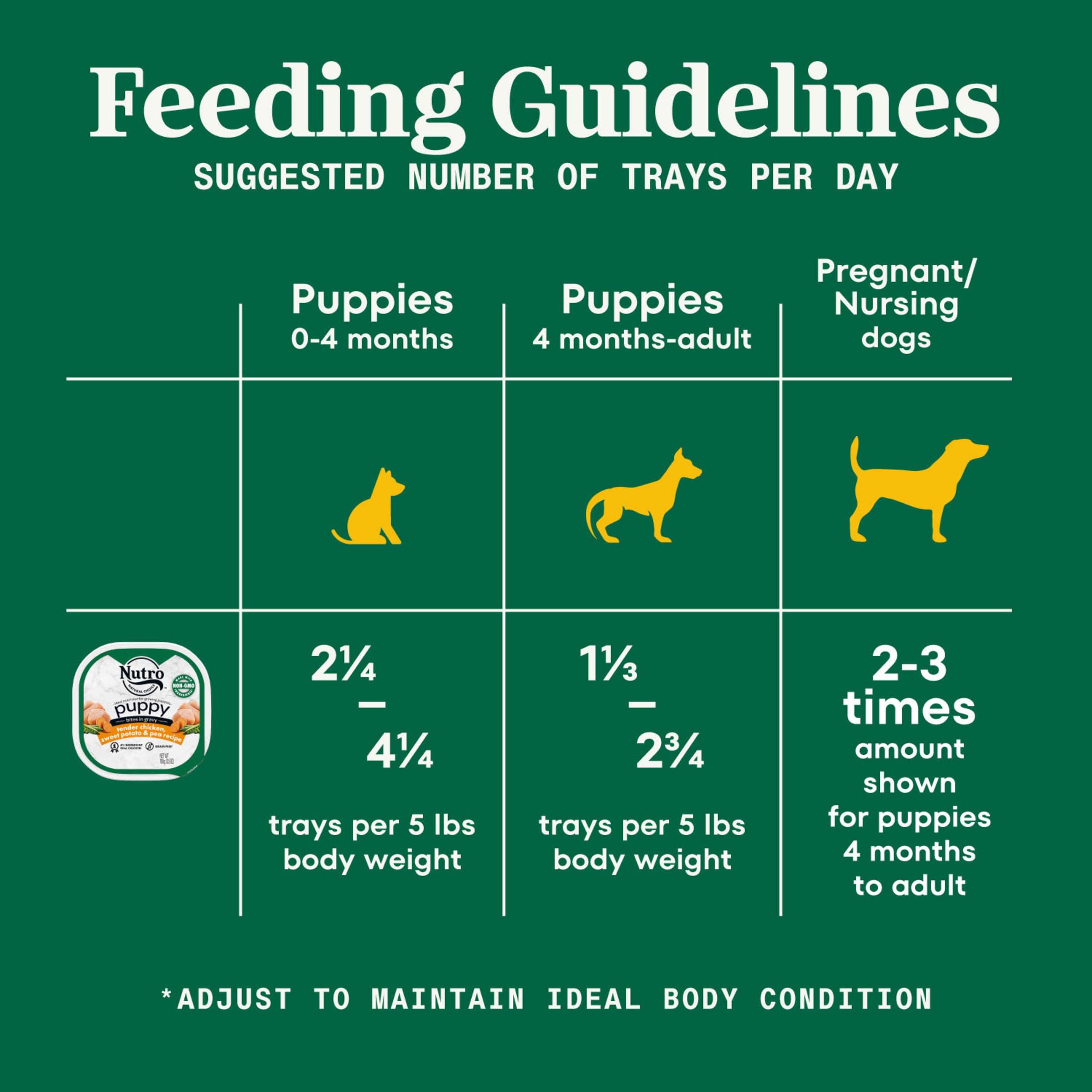 Nutro Puppy Grain Free Natural Wet Dog Food Bites in Gravy Tender Chicken, Sweet Potato & Pea Recipe, 3.5 oz. Trays (24 Count, P
