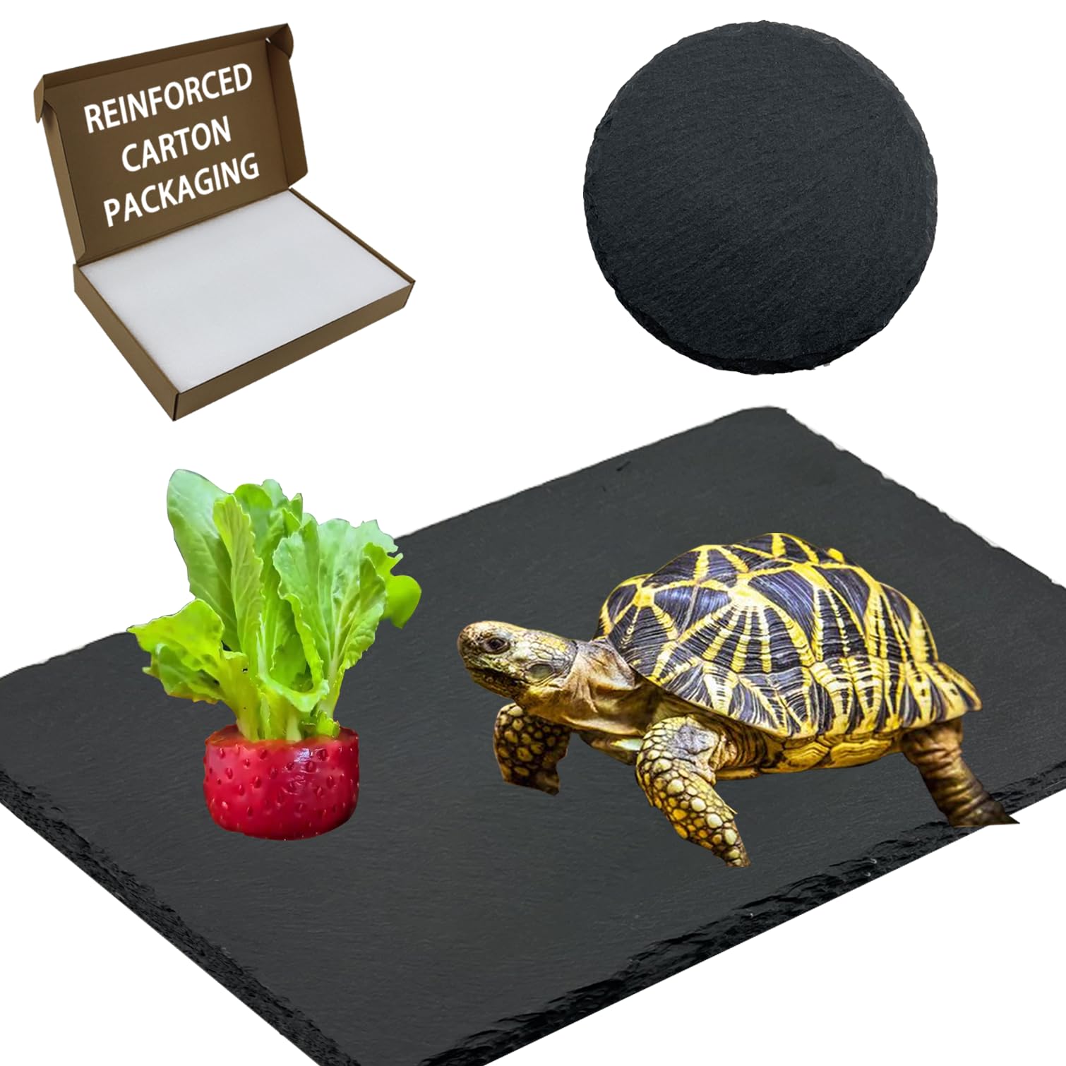Inoscind 2 Pack Reptile Basking Platform 11.8    7.9'' + 4'', Reptile Slate, Basking Rock, Slate Tiles Rocks For Reptiles,Terrar