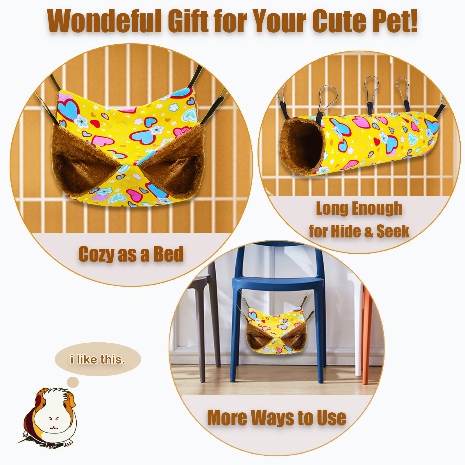 Petonfun Ferret Rat Hammock Guinea Pig Hideout Toys Large Soft Small Animal Bed Sugar Glider Chinchilla Squirrel Hammock Set For