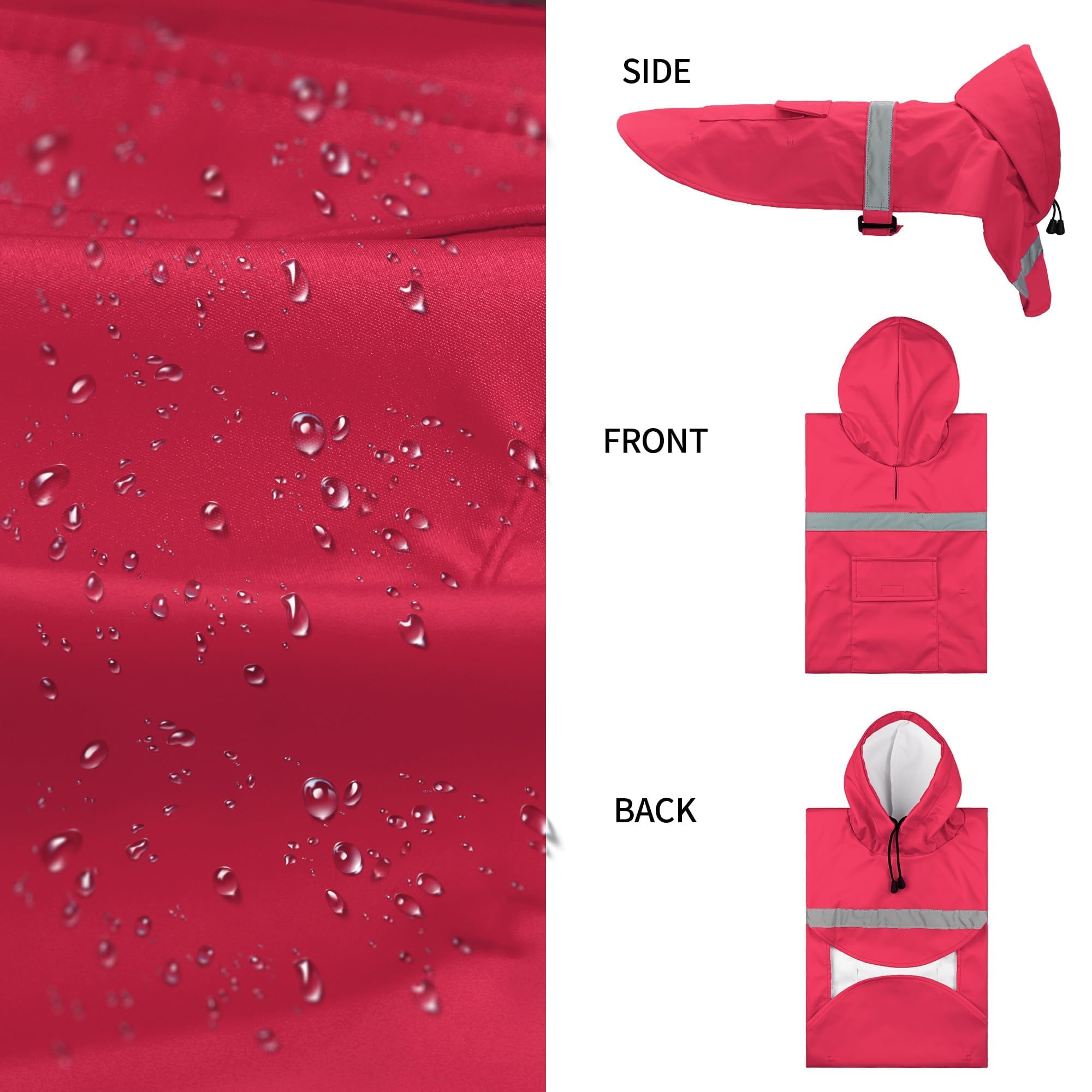 Nacoco Large Dog Raincoat Adjustable Pet Water Proof Clothes Lightweight Rain Jacket Poncho Hoodies With Strip Reflective (Xxl,