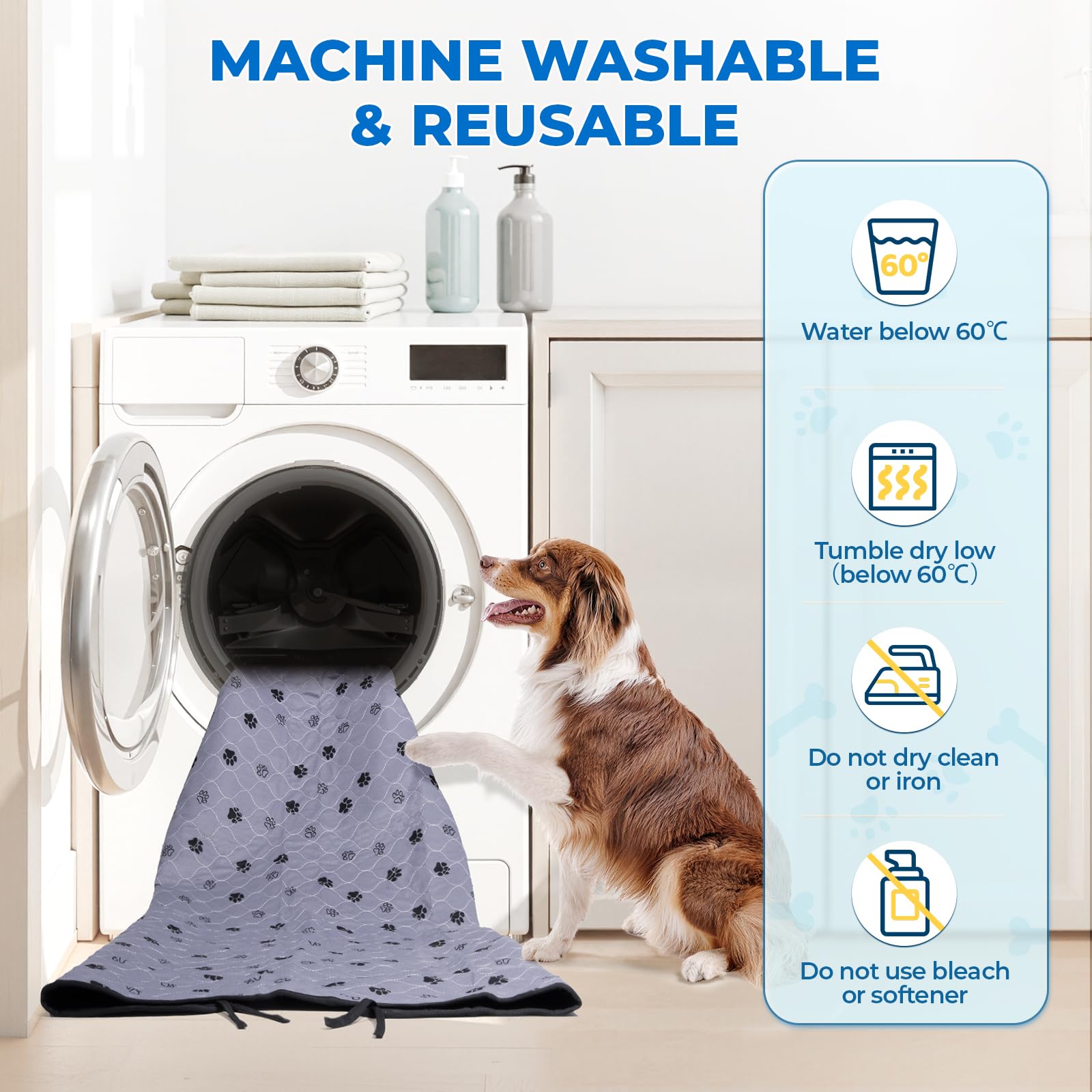 Non-Slip Washable Pee Pads For Dogs, 2 Pack Large Ultra-Absorbent And Leak-Proof Reusable Potty Training Pads For Dogs And Cats