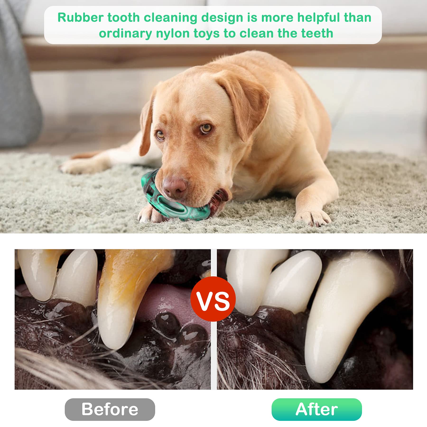 2 Pack Squeaky Dog Toys For Aggressive Chewers Large Medium Small Puppy Interactive Dog Chew Toy Durable Rubber Indestructible Tough Ball (Blue Green)